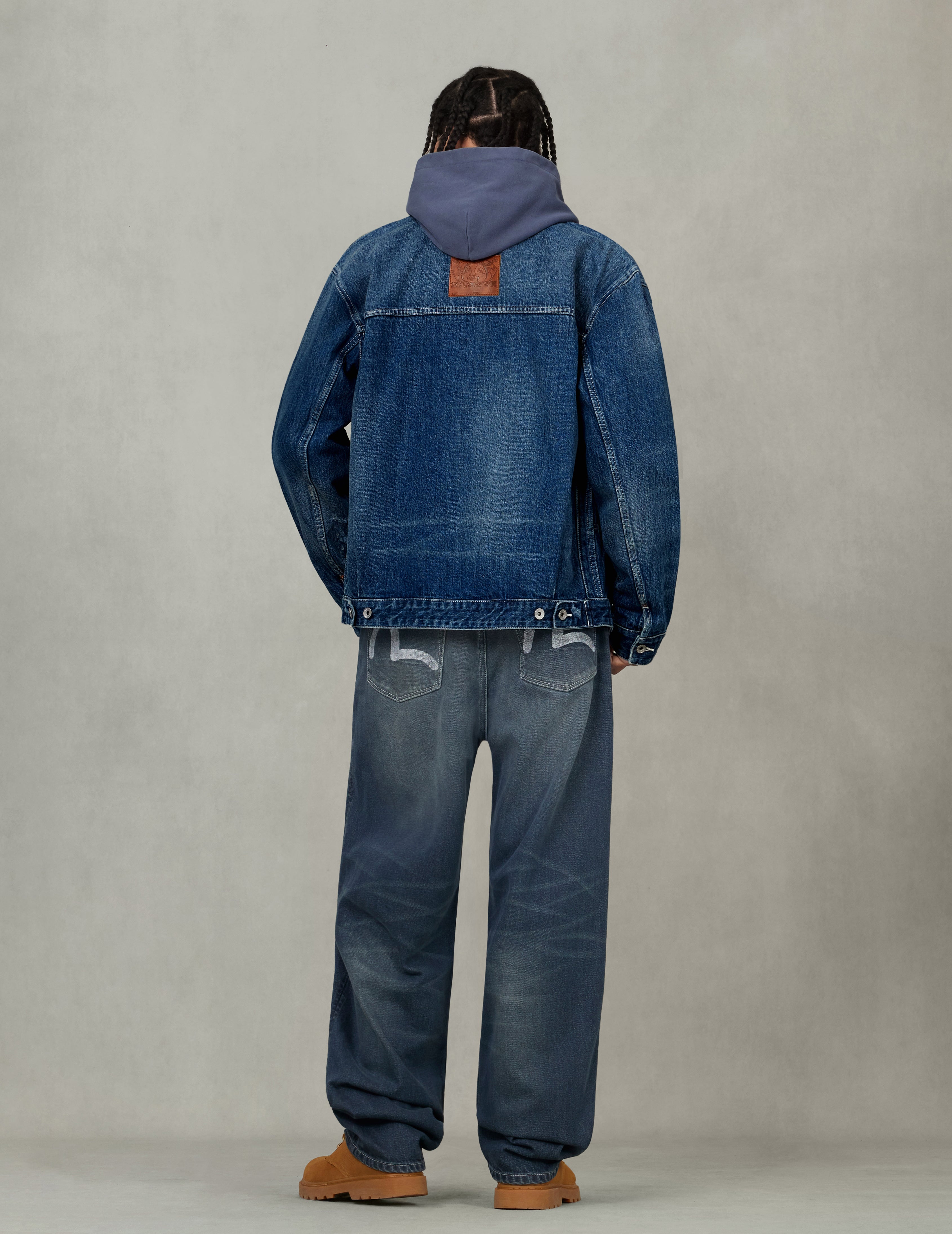 Distressed Seagull Print Relax Fit Vintage Washed Denim Jacket