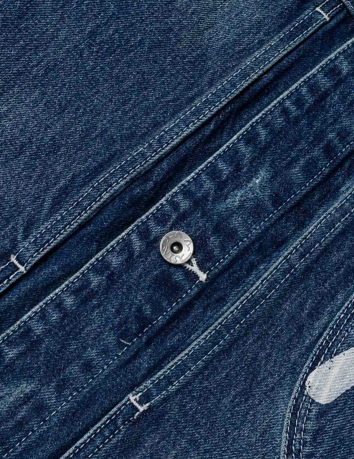 Distressed Seagull Print Relax Fit Vintage Washed Denim Jacket