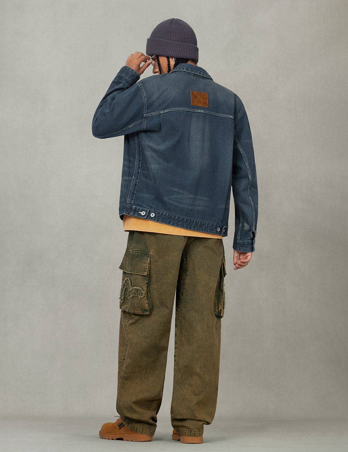 Distressed Seagull Print Relax Fit Washed Seagull Pocket Denim Jacket