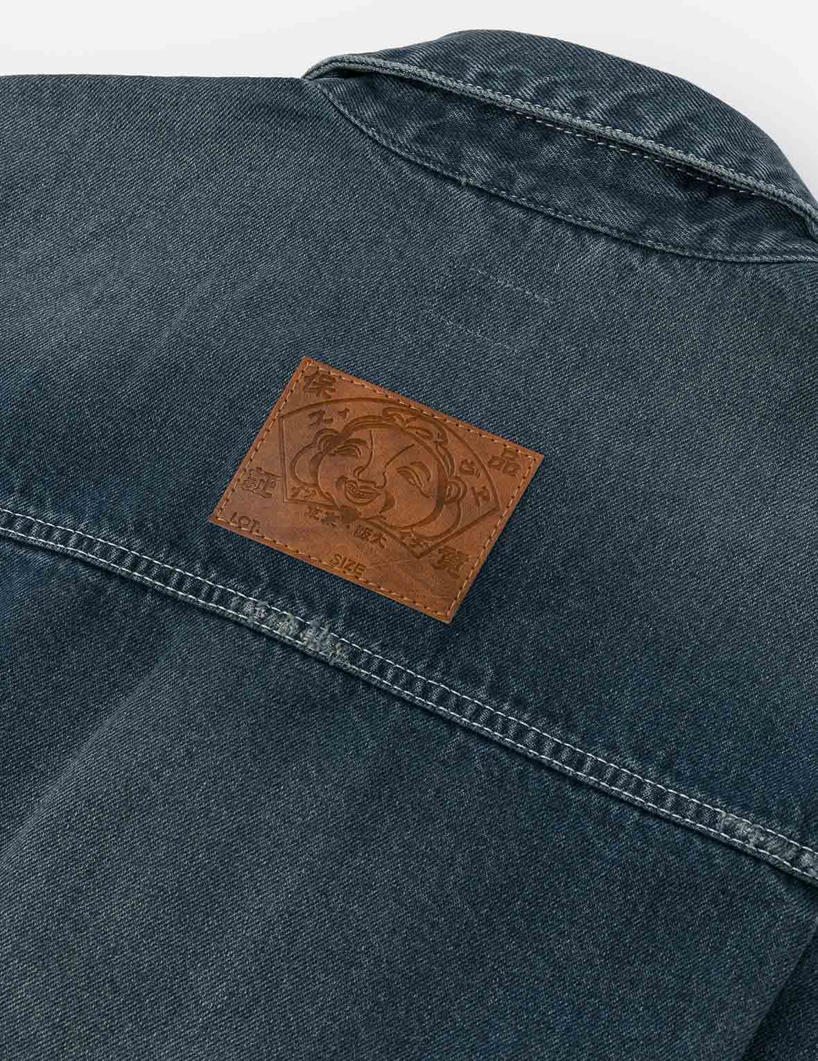 Distressed Seagull Print Relax Fit Washed Seagull Pocket Denim Jacket