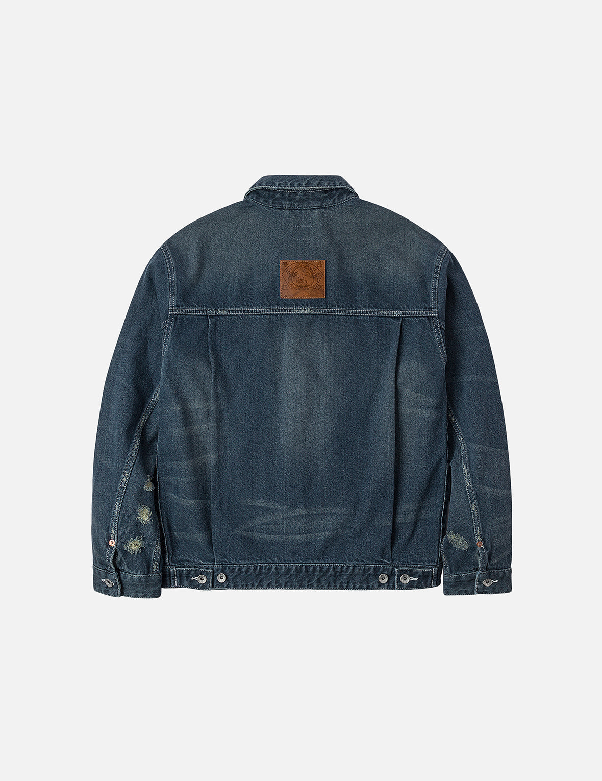 Distressed Seagull Print Relax Fit Washed Seagull Pocket Denim Jacket