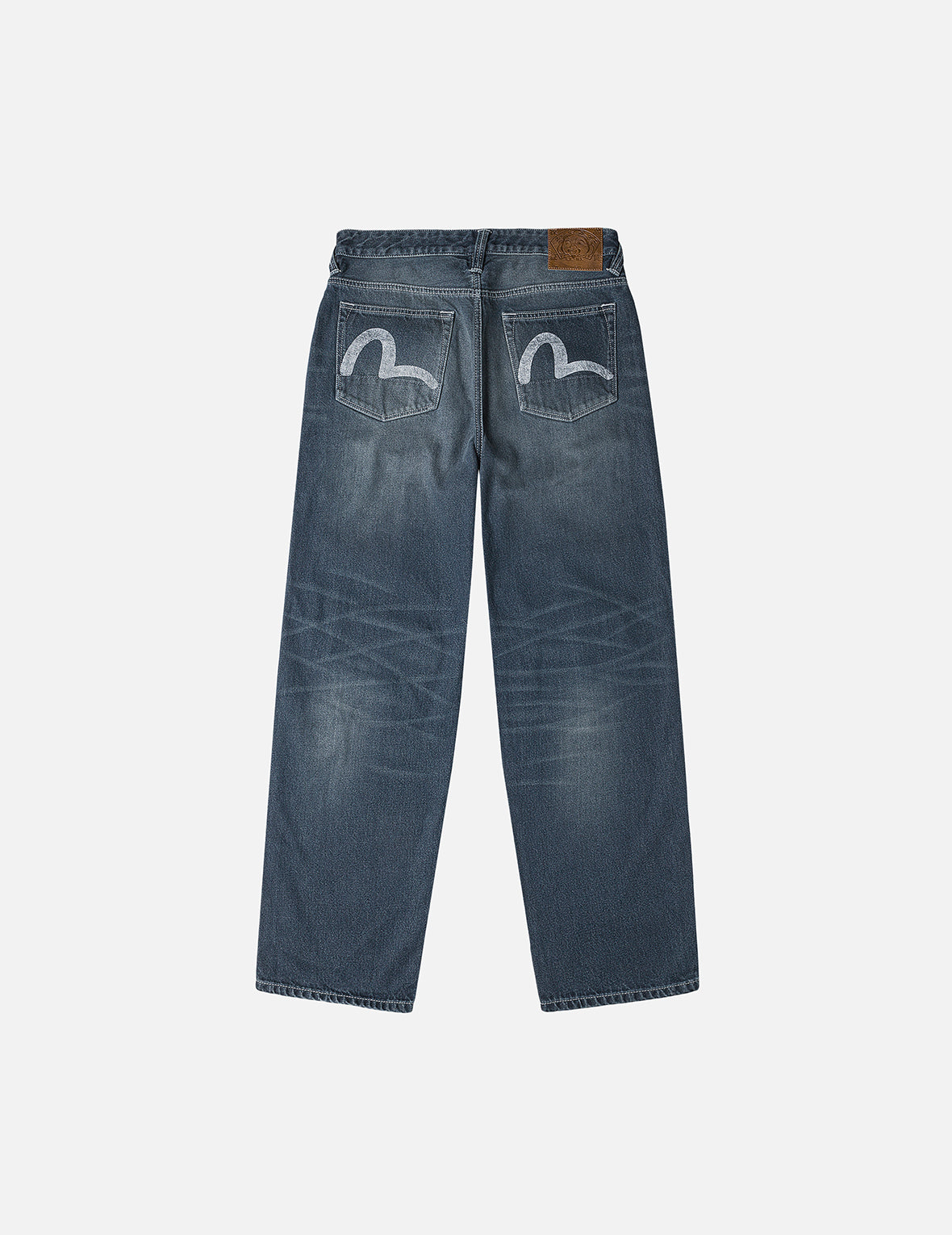 Distressed Seagull Print with Irregular Patches Loose Fit Denim Jeans