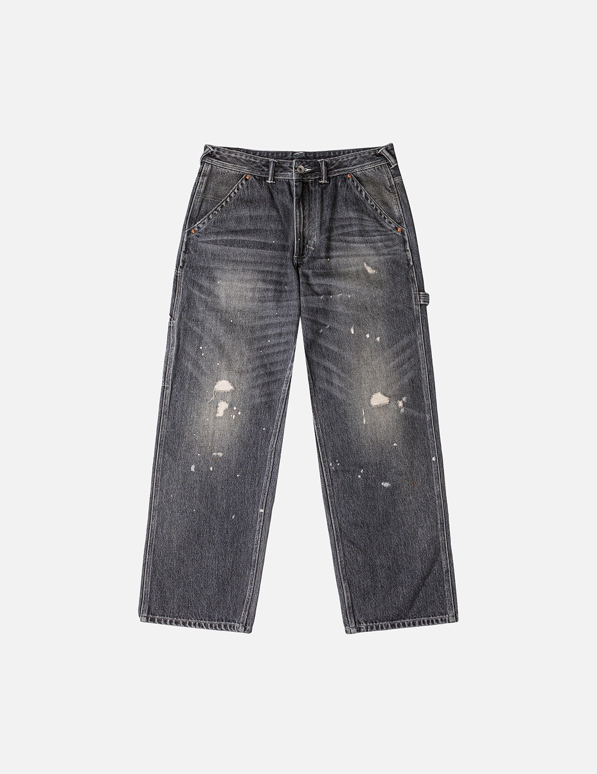 Washed and Distressed Daicock Print Relax Fit Jeans