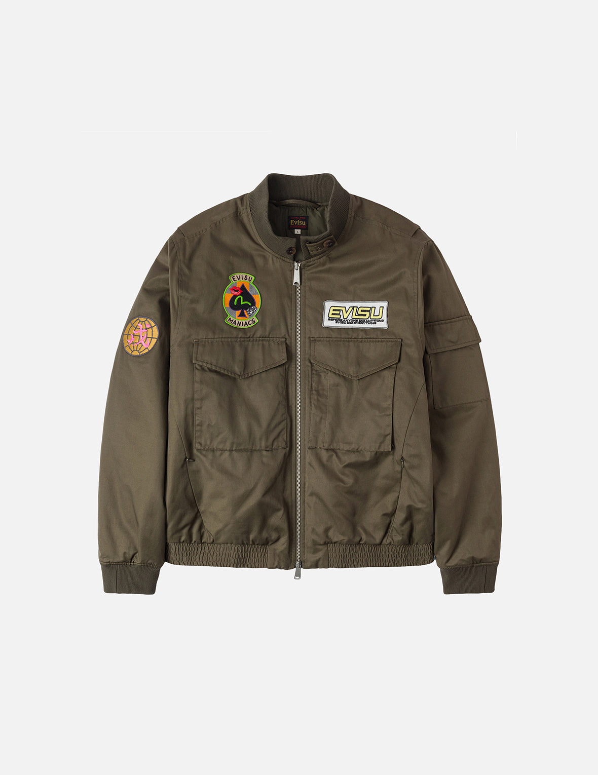 Multi Logo Badges Embroidery Regular Fit Padded Bomber Jacket