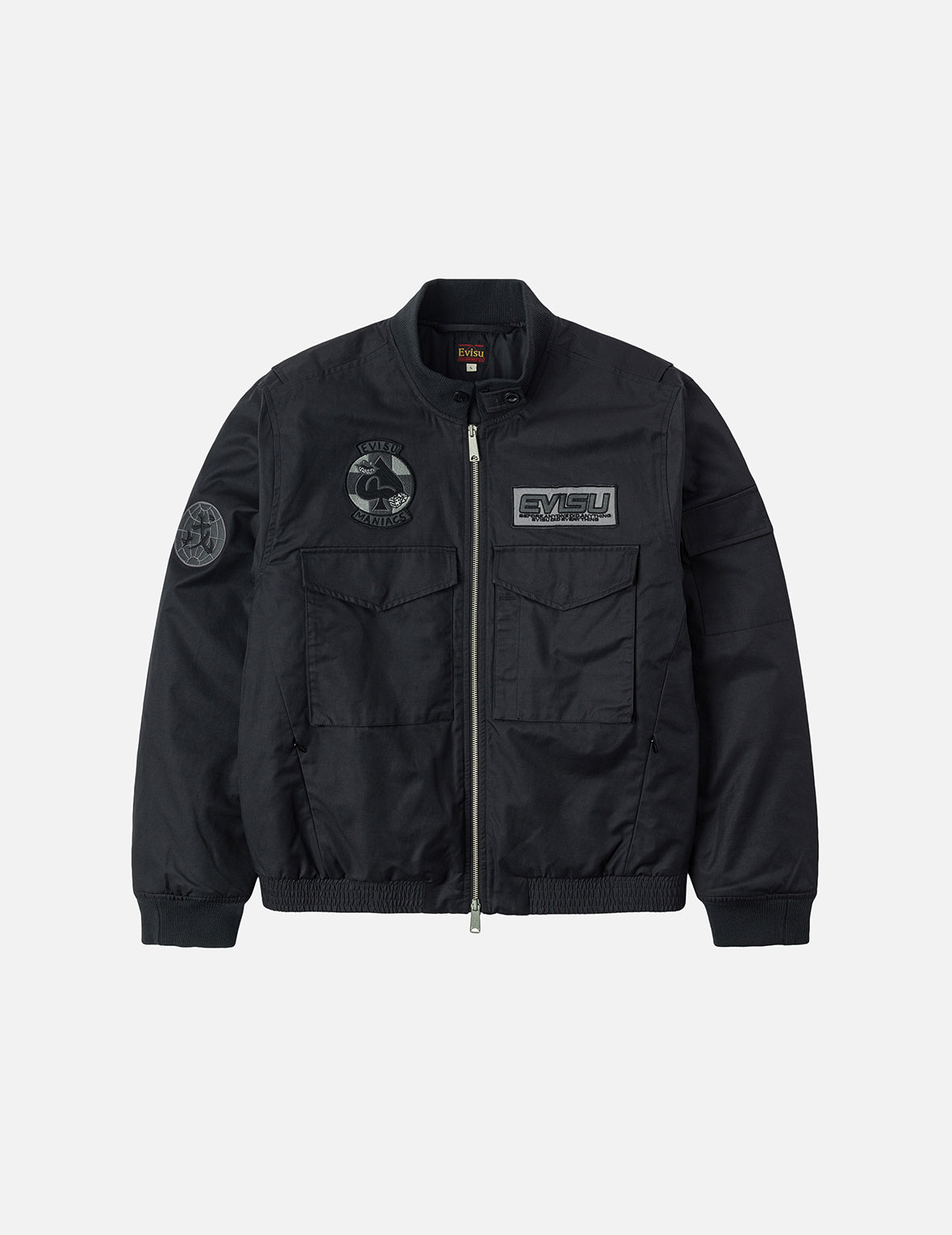 Multi Logo Badges Embroidery Regular Fit Padded Bomber Jacket