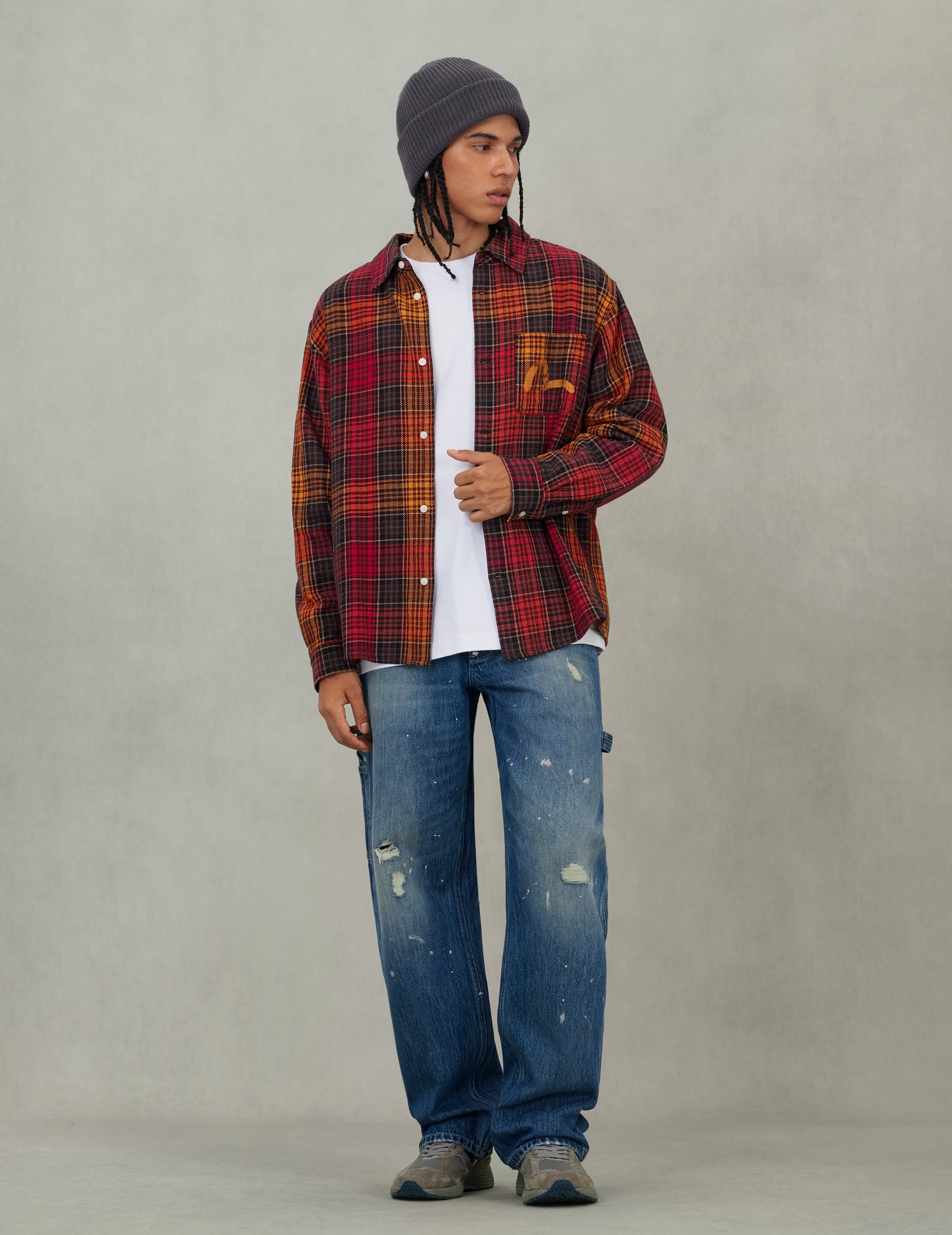 Seagull Print Regular Fit Flannel Check Shirt
