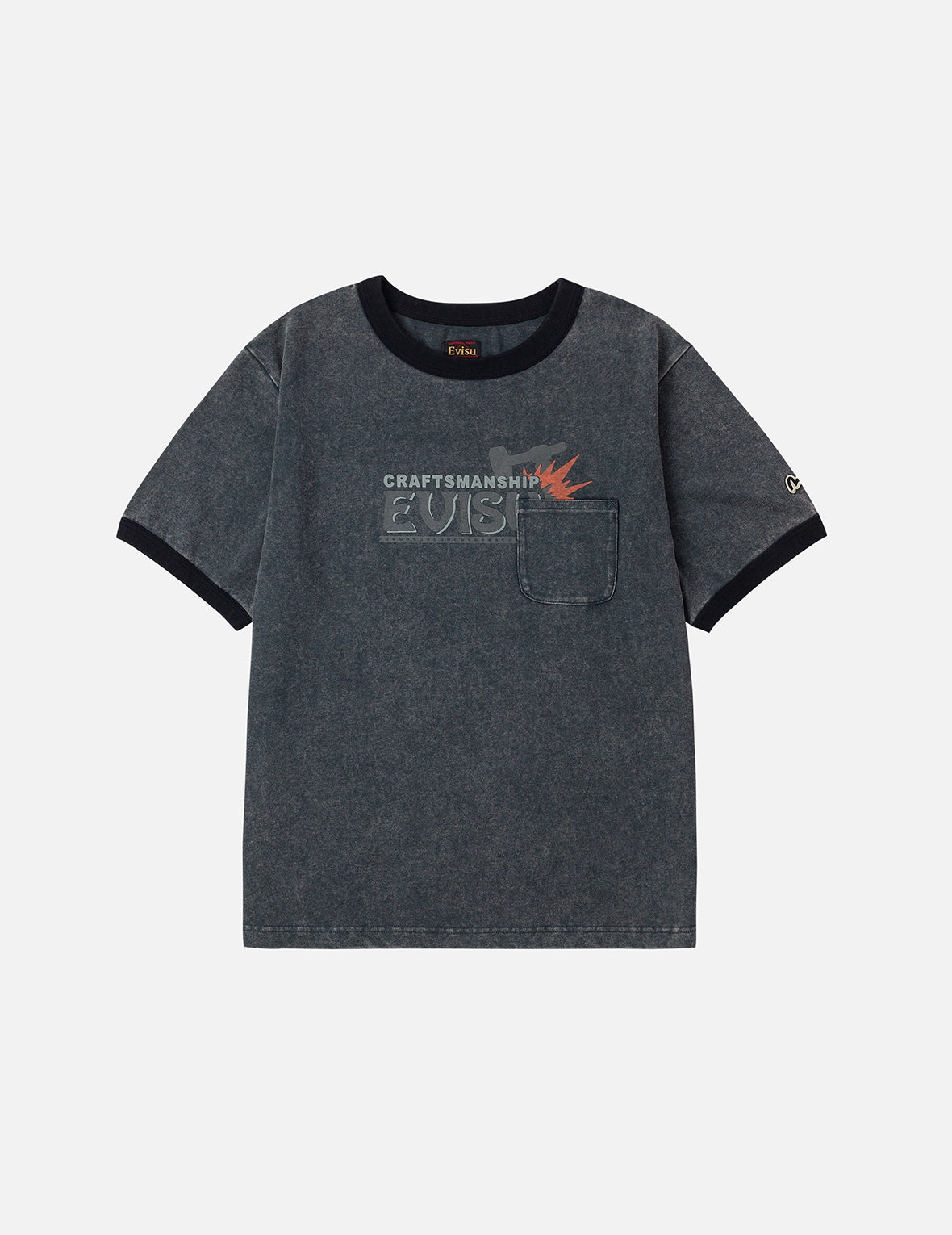 EVISU Workwear Print Relax Fit Ringer T-shirt