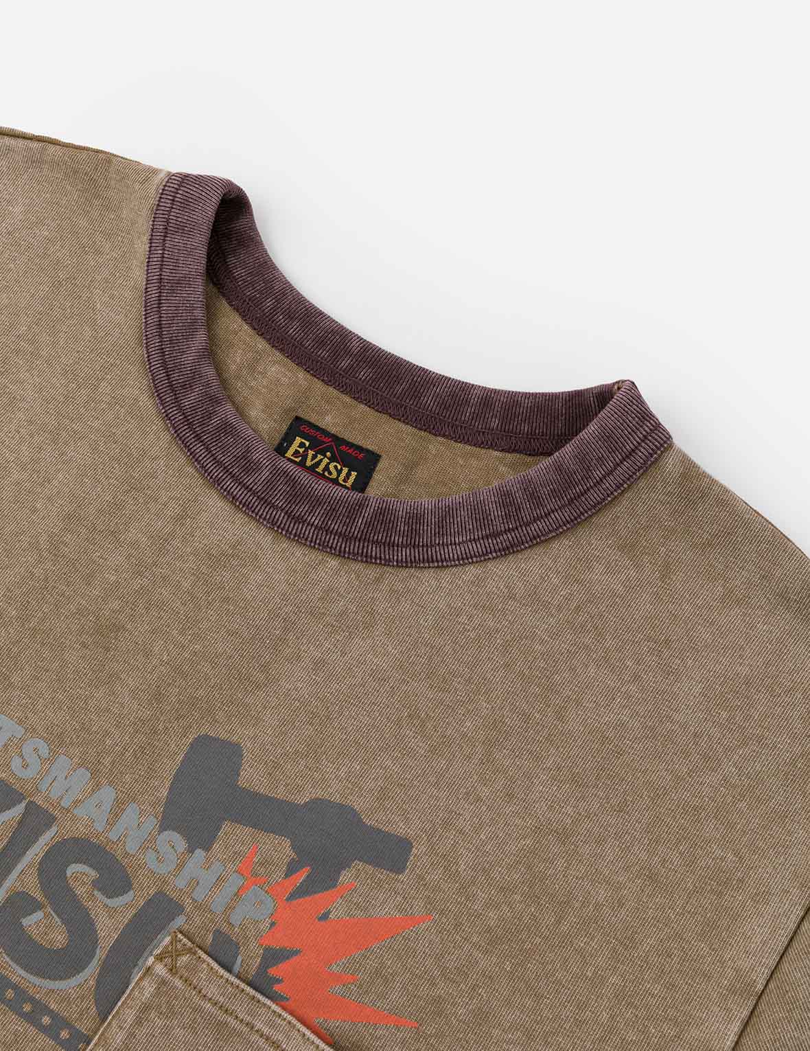 EVISU Workwear Print Relax Fit Ringer T-shirt