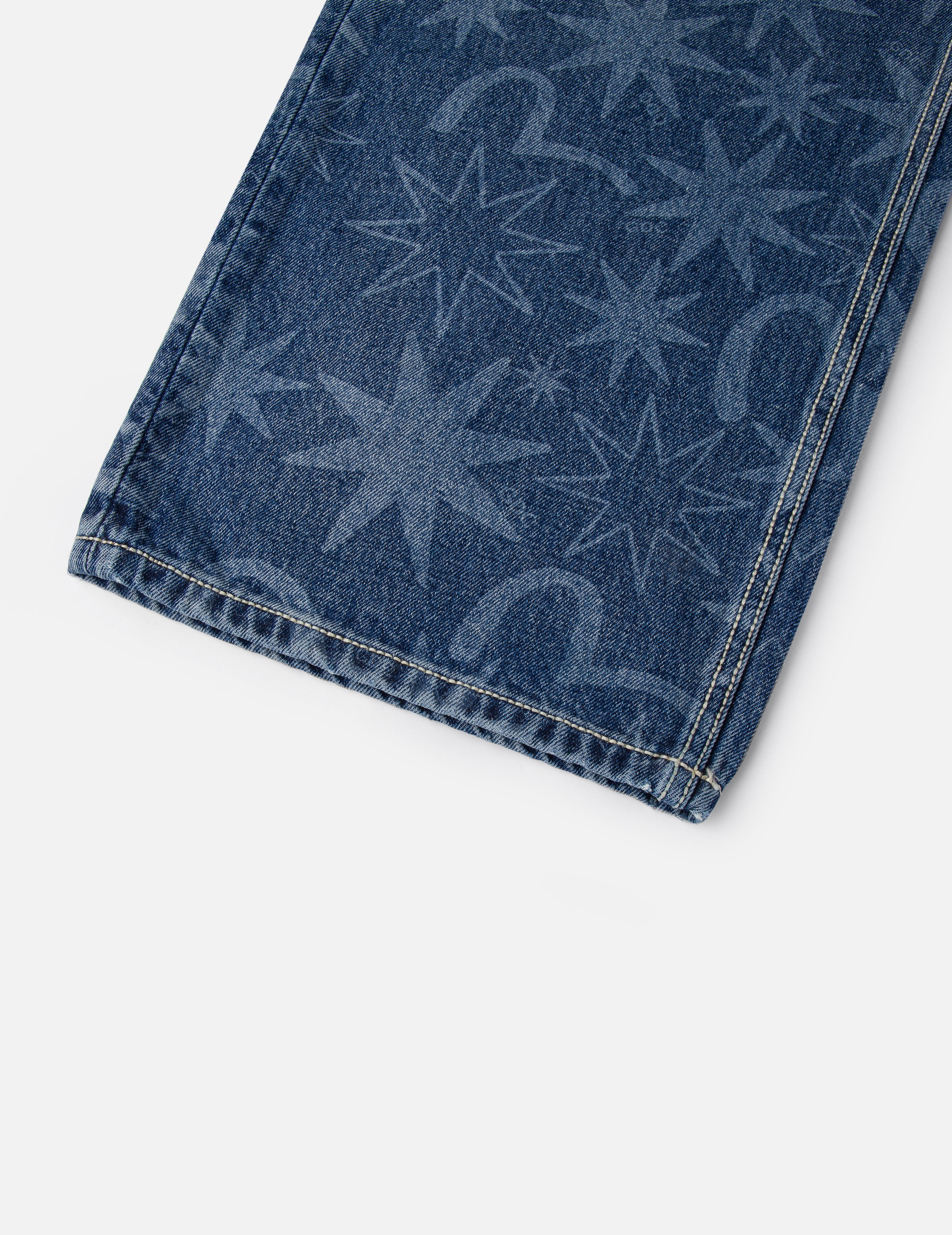 EVISU X GDC 满地洗水印花宽版休闲牛仔裤