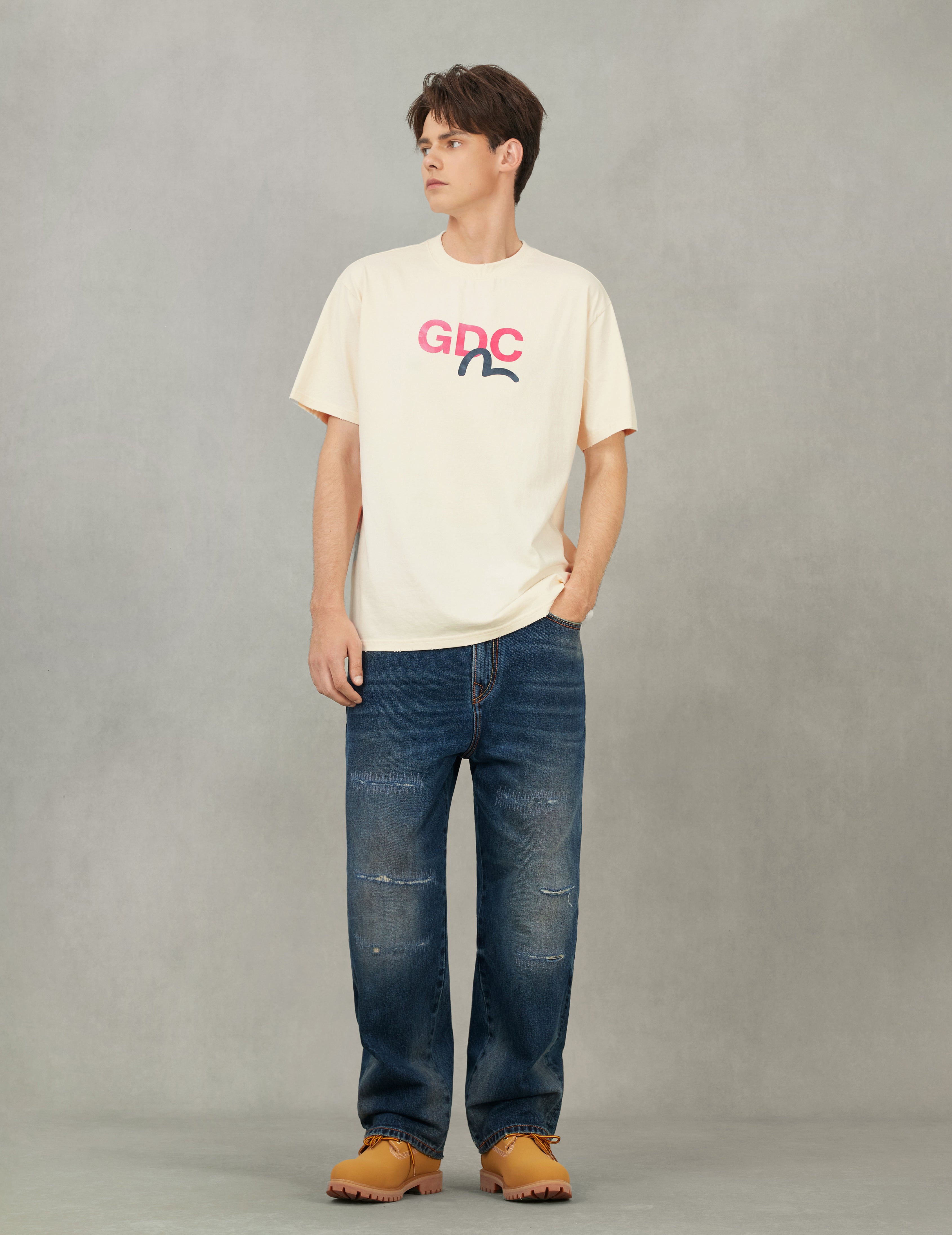 EVISU X GDC 脏洗宽版休闲T恤