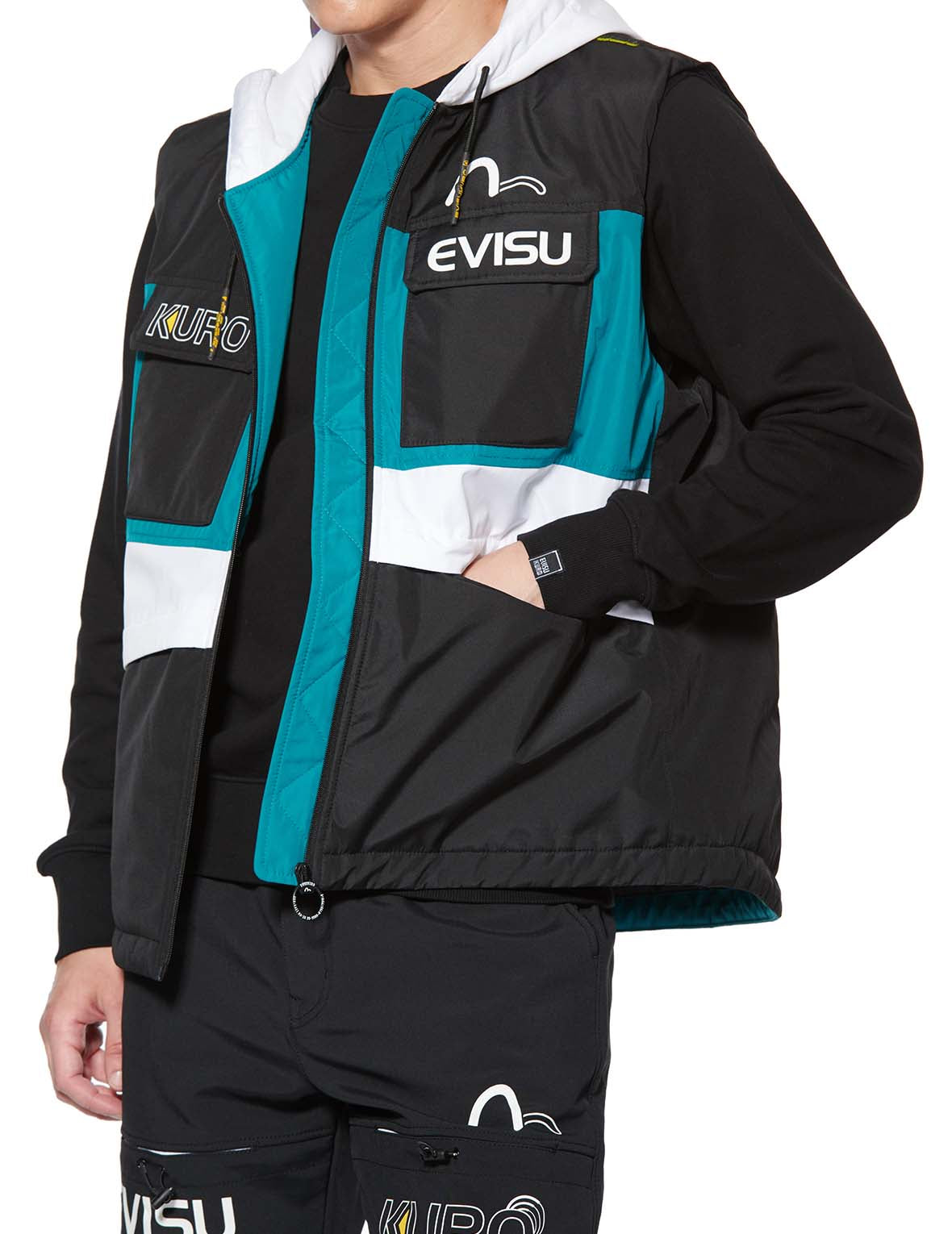 撞色可拆卸式马甲两件式外套