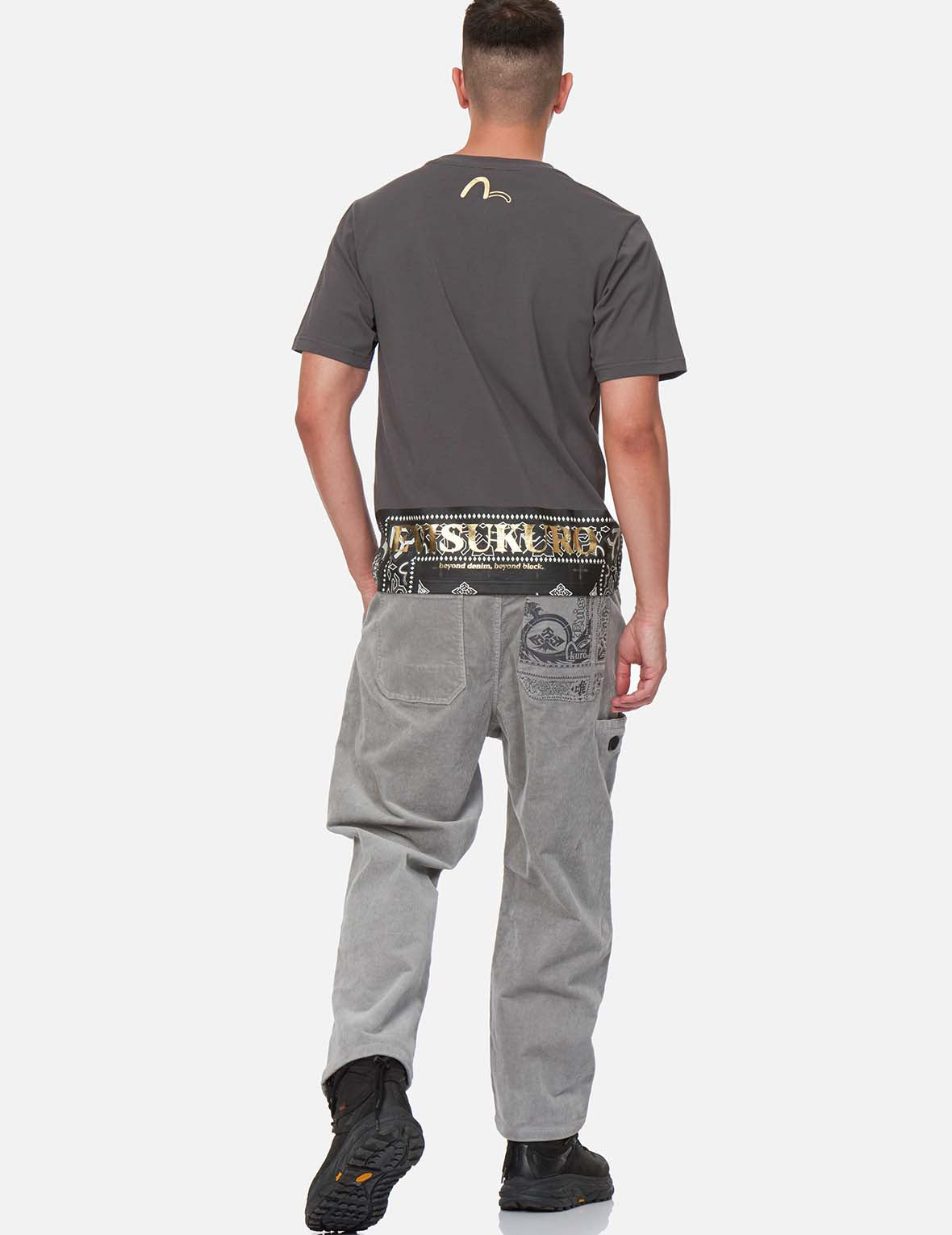 Paisley Print Pocket Corduroy Worker Pants