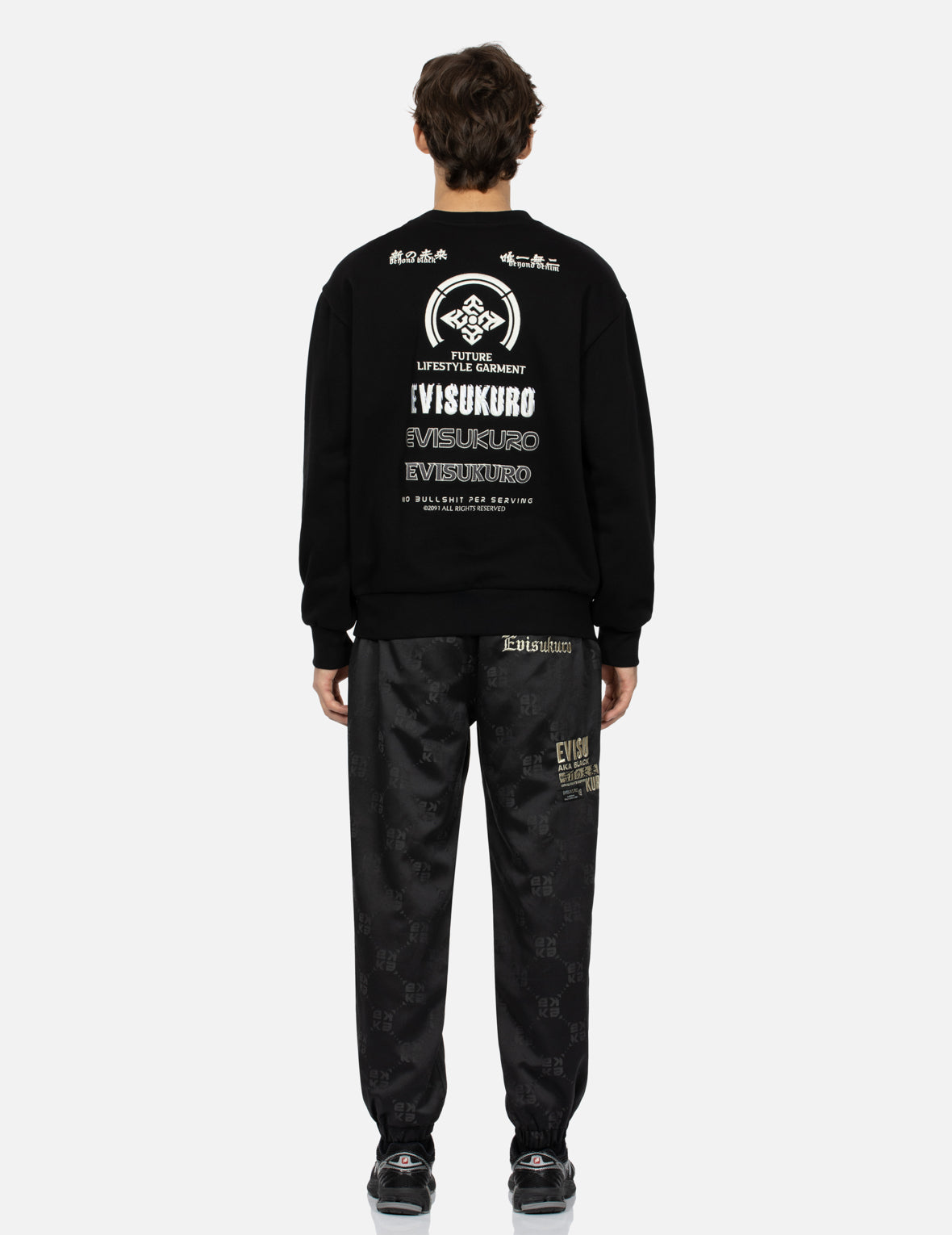 满地标志提花直筒束口裤