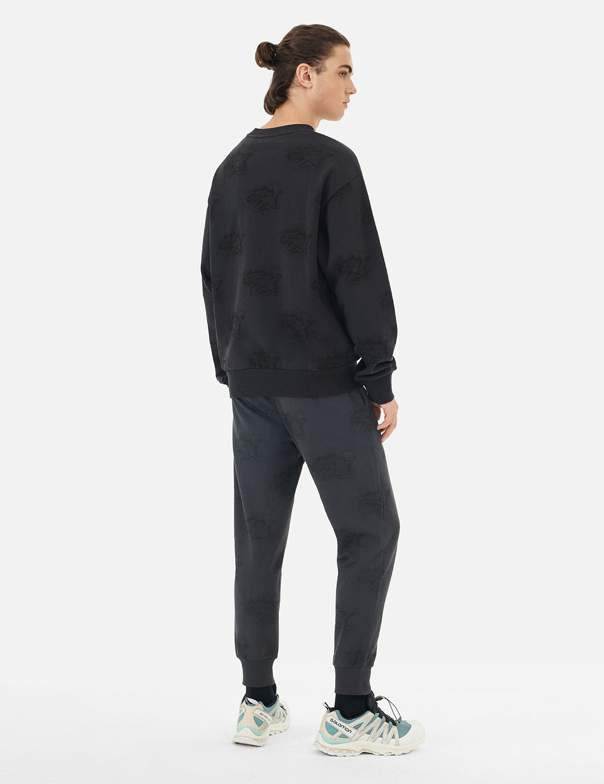 Allover Crinkle Logo Print Regular Fit Sweatshirt