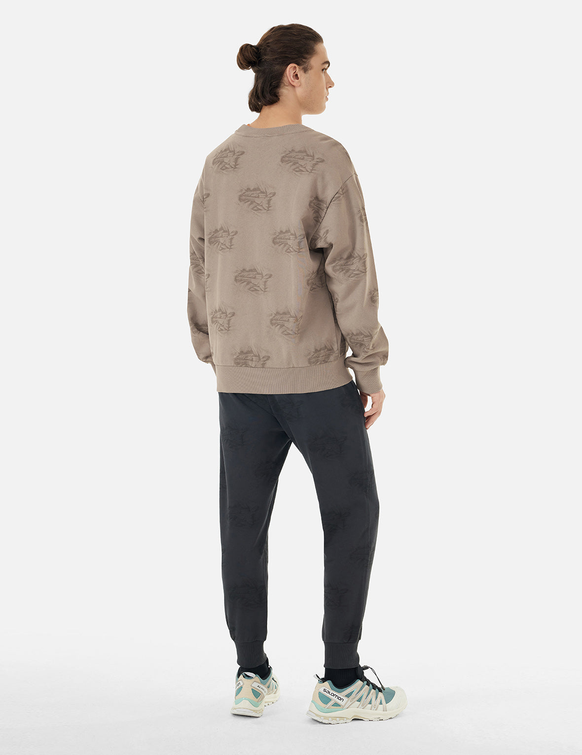 Allover Crinkle Logo Print Regular Fit Sweatshirt