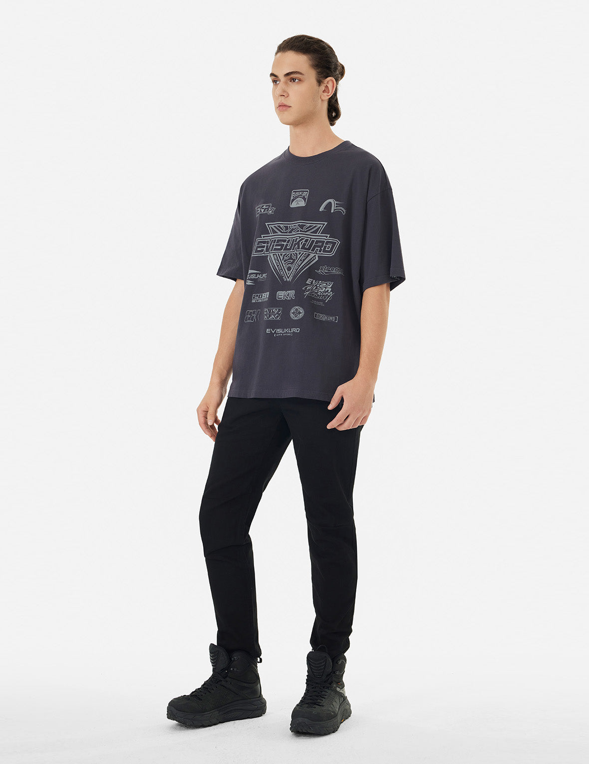 多重商标印花常规版型赛车T恤