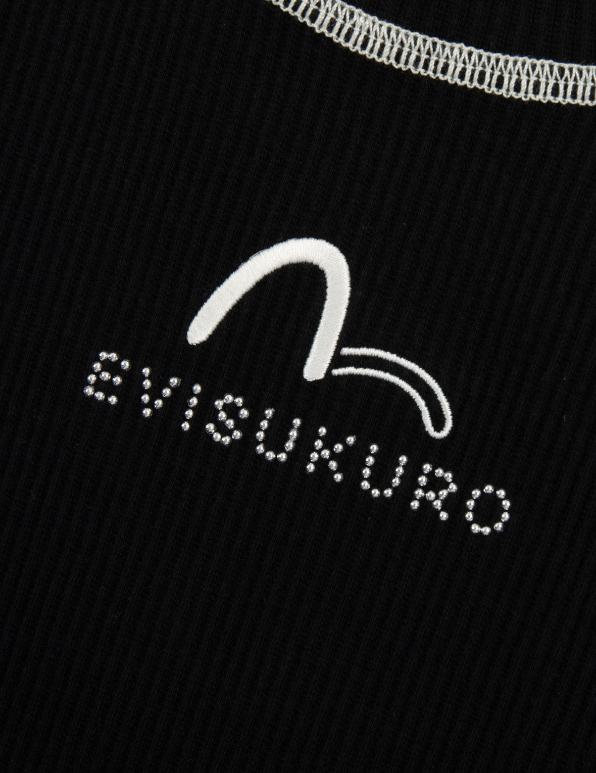 Seagull Embroidery Stud Slim Knit Top