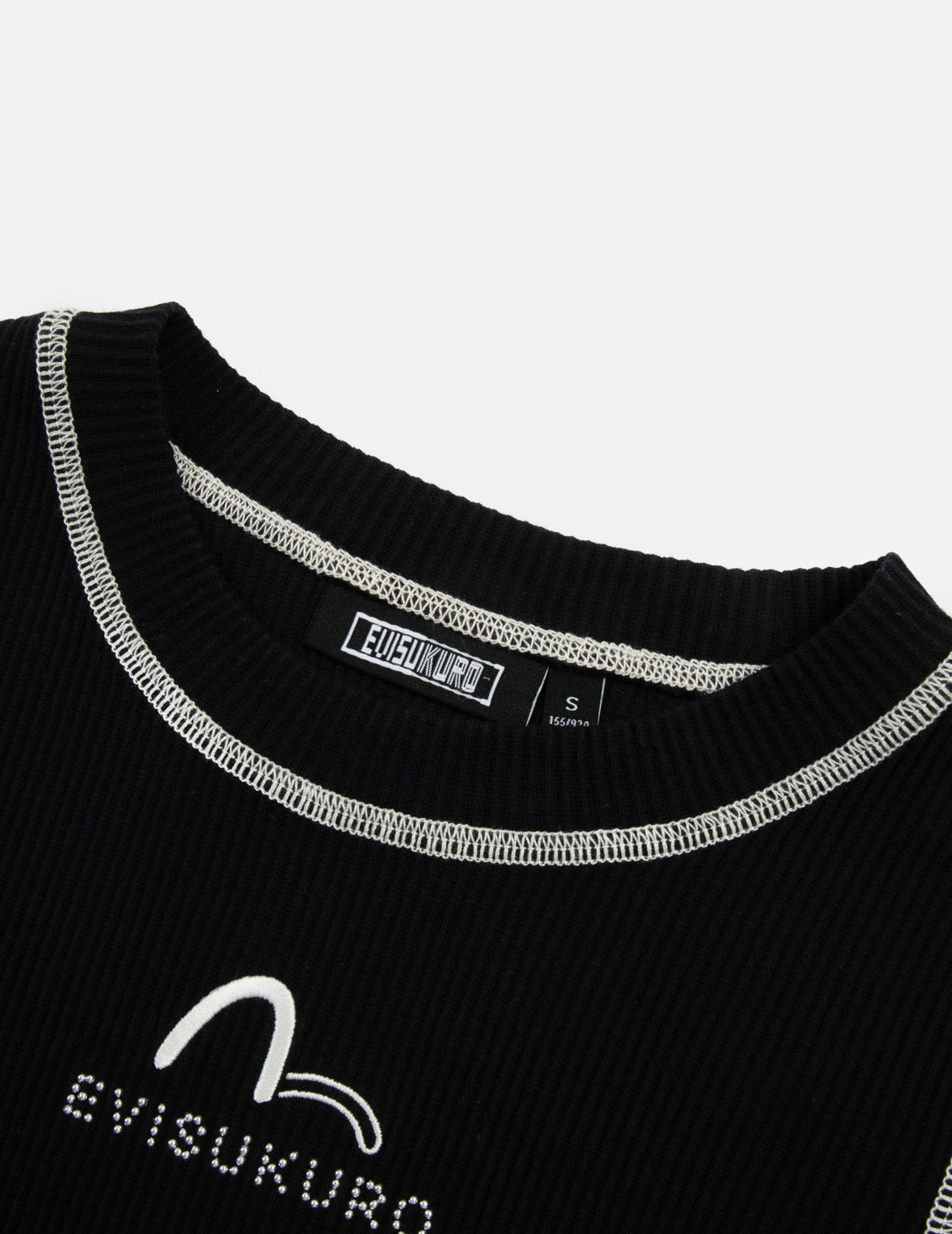 Seagull Embroidery Stud Slim Knit Top