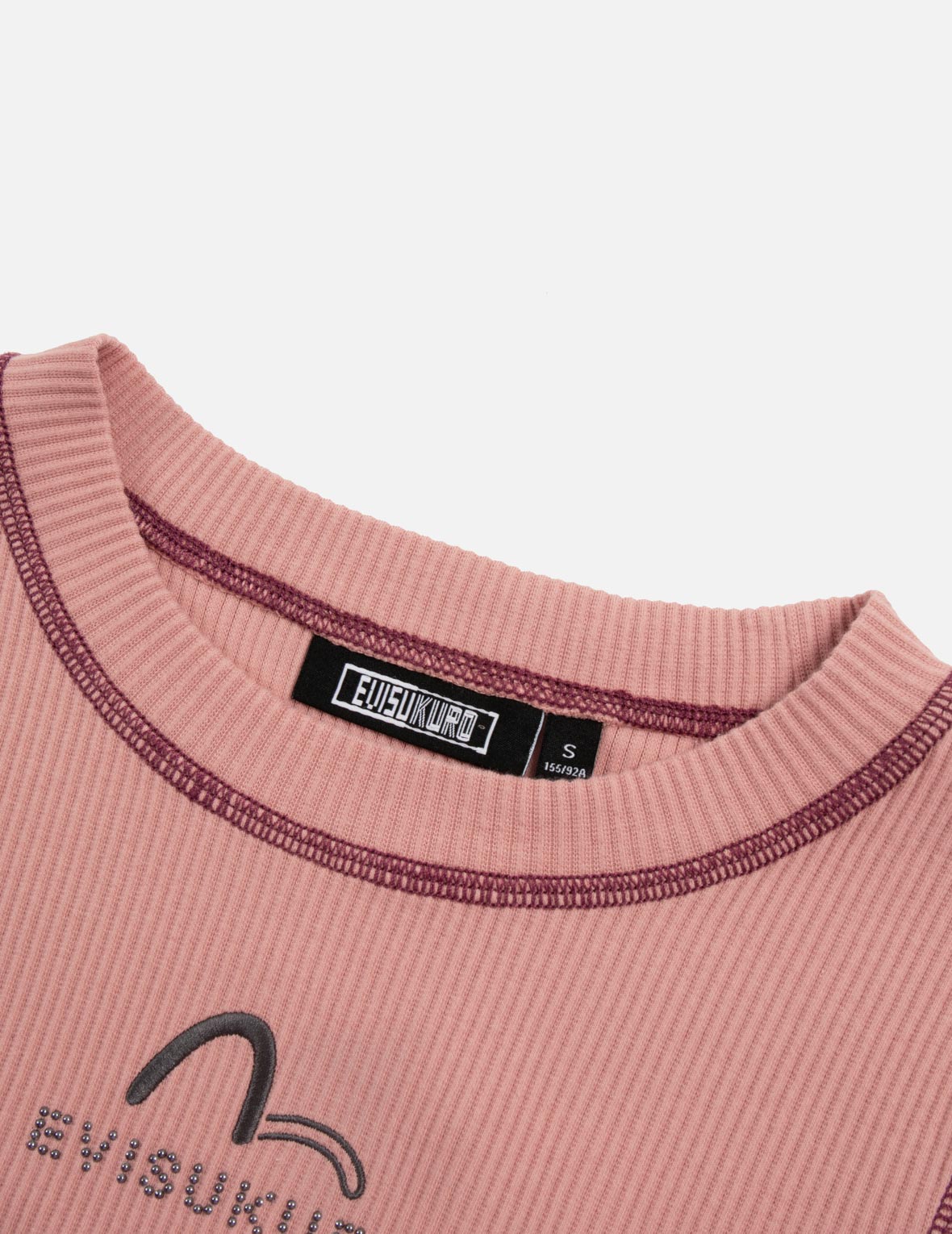 Seagull Embroidery Stud Slim Knit Top