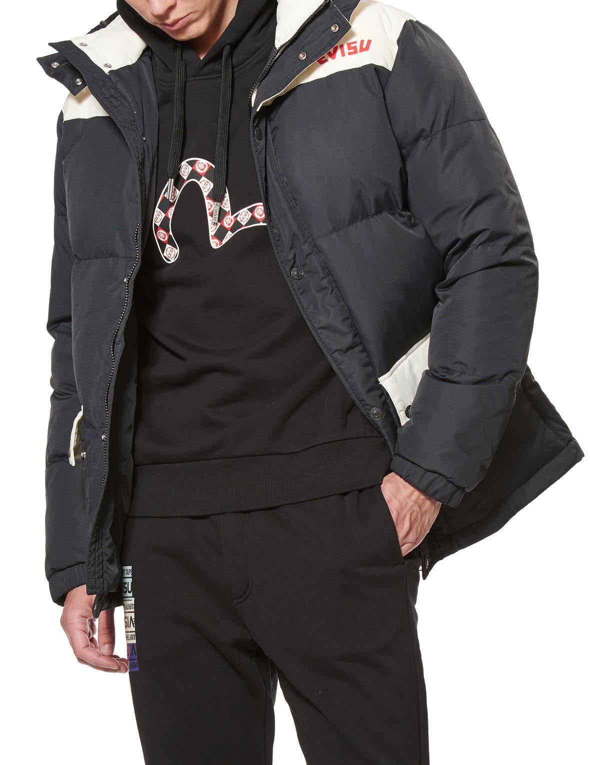 Seagull and Logo Print Down Jacket