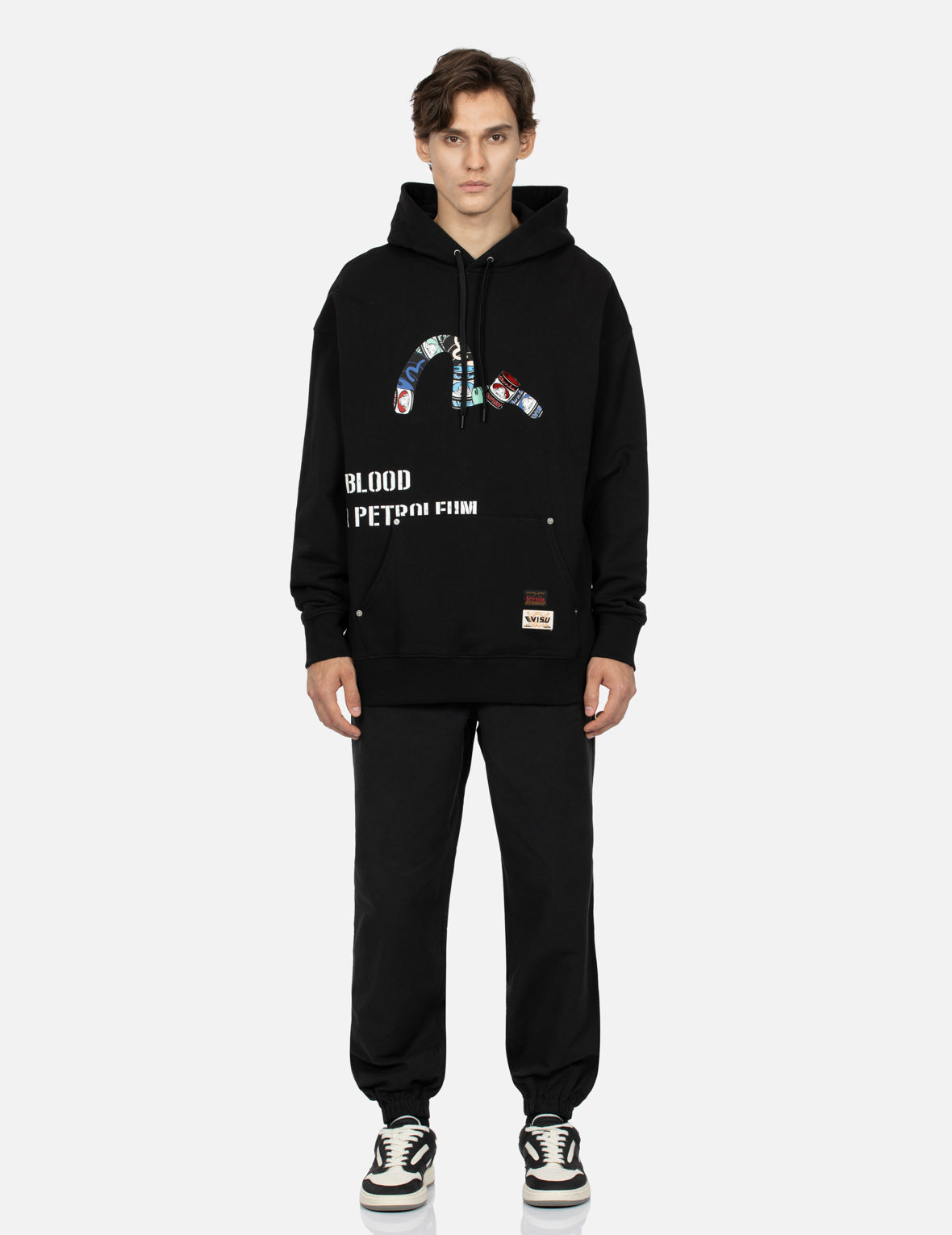 Peeping Godhead Pattern Seagull Print Loose Fit Hoodie