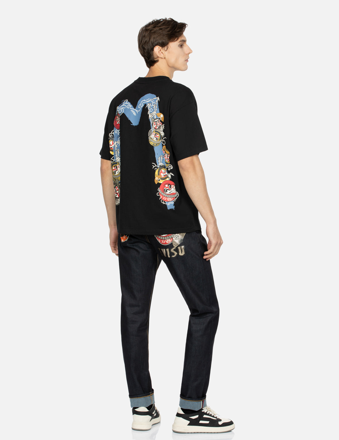 Kumadori Daruma Daicock Print Relax Fit T-shirt