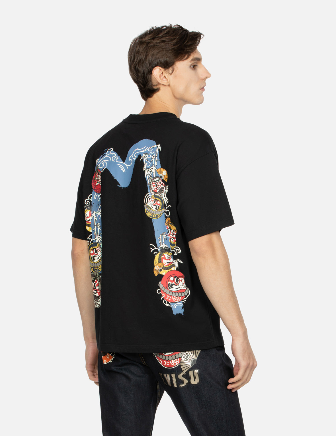 Kumadori Daruma Daicock Print Relax Fit T-shirt