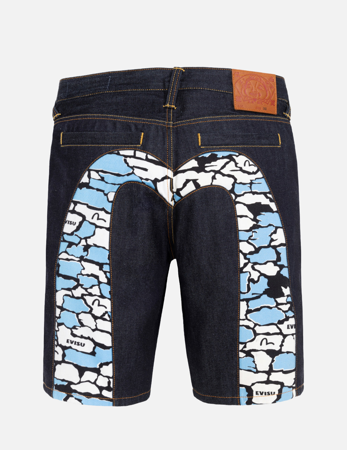 石垣迷彩大M嵌条常规版型牛仔短裤