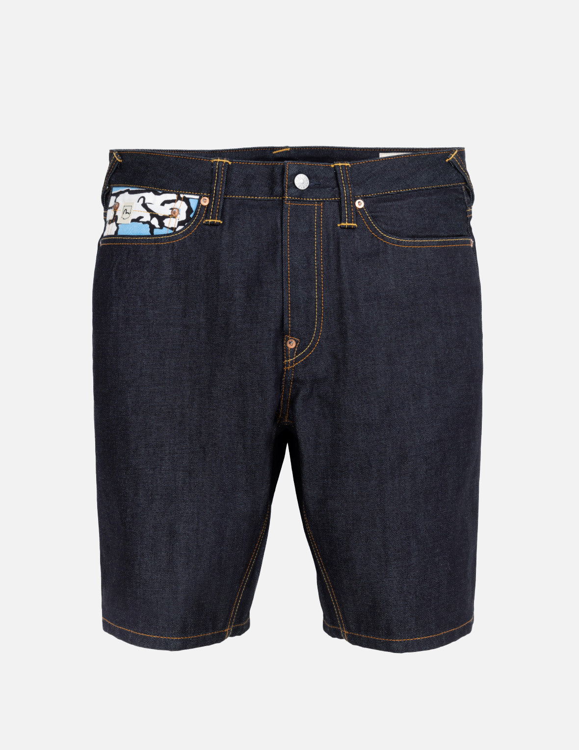 石垣迷彩大M嵌条常规版型牛仔短裤