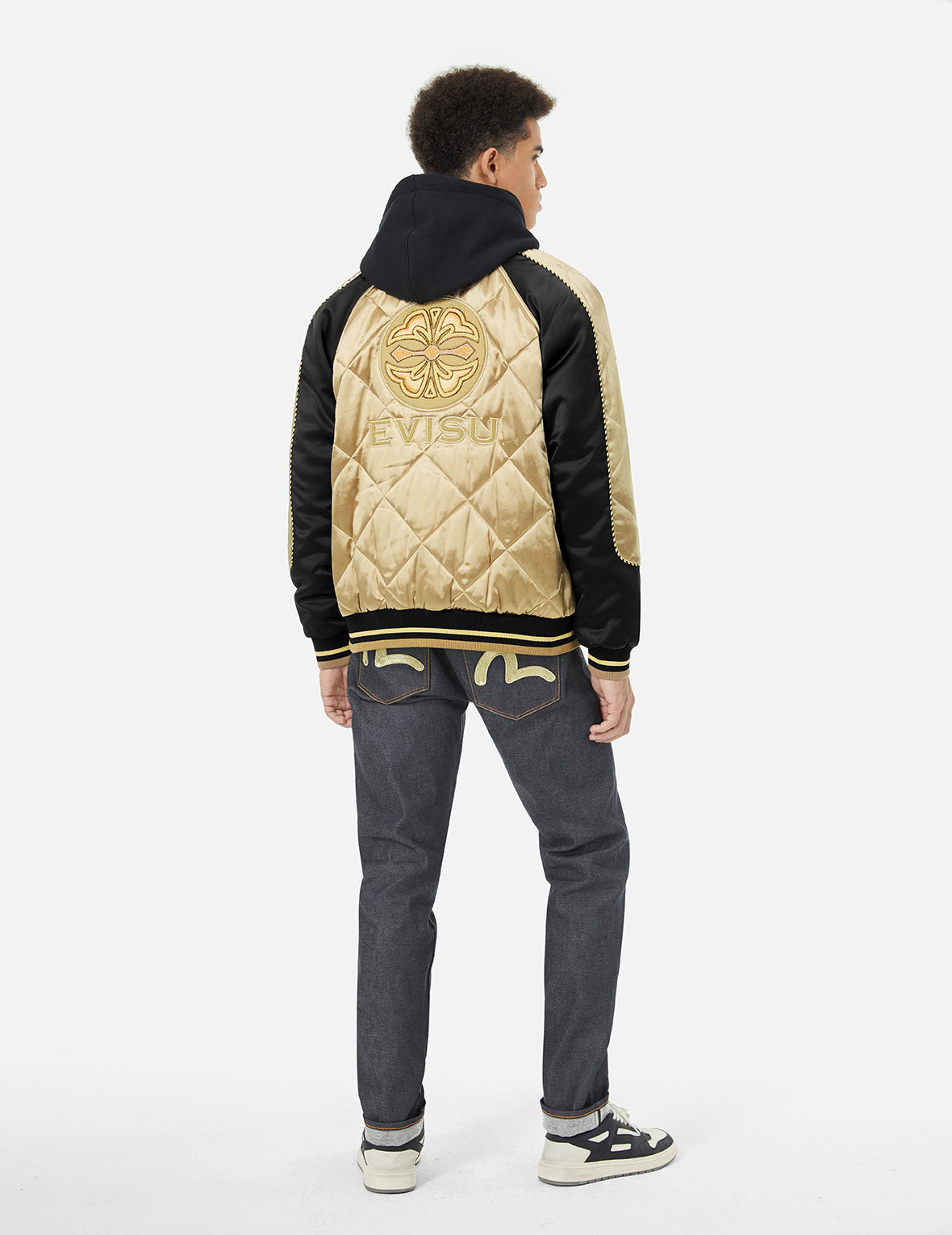 Kamon Beading Embroidery Relax Fit Padded Souvenir Jacket