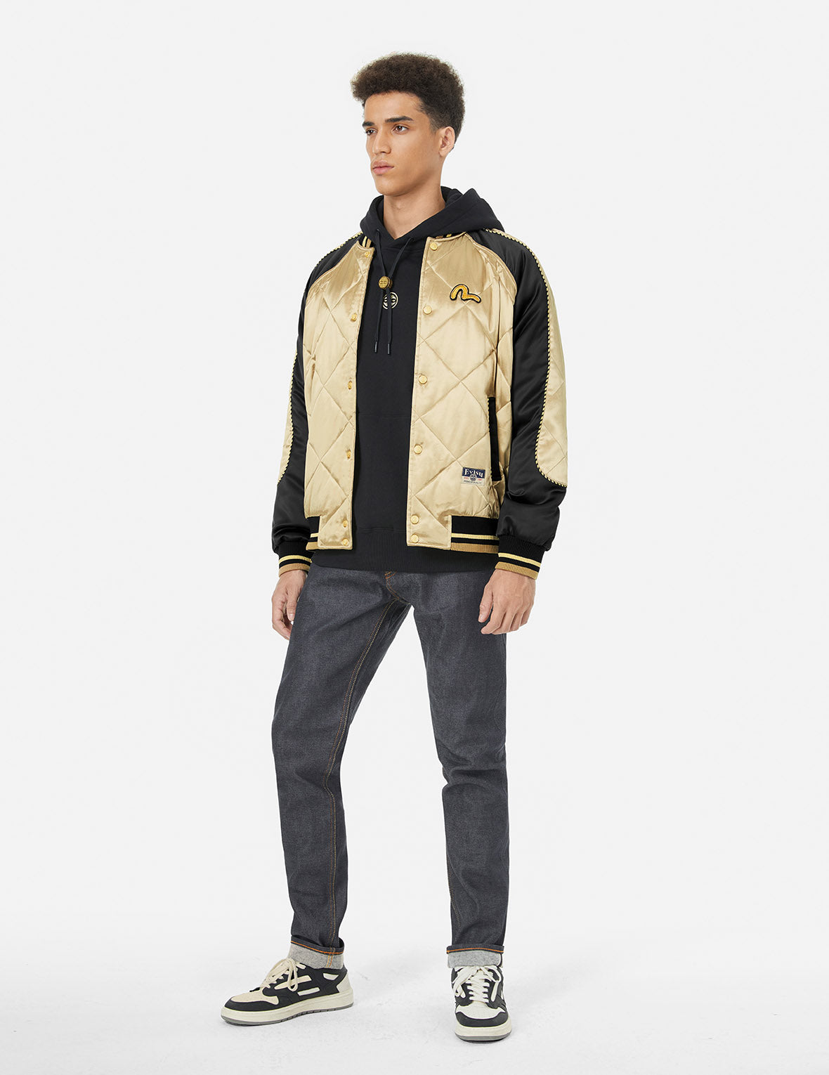 Kamon Beading Embroidery Relax Fit Padded Souvenir Jacket