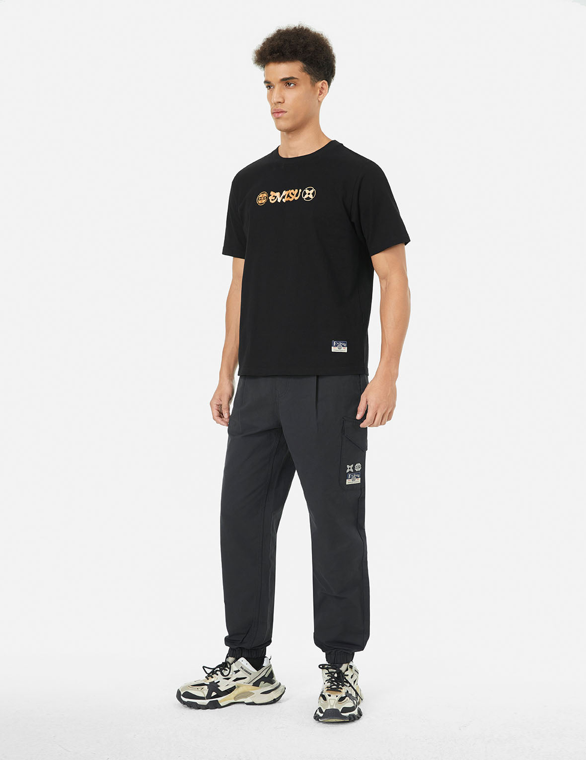 Ninja Daruma and Logo Prints Regular Fit T-shirt