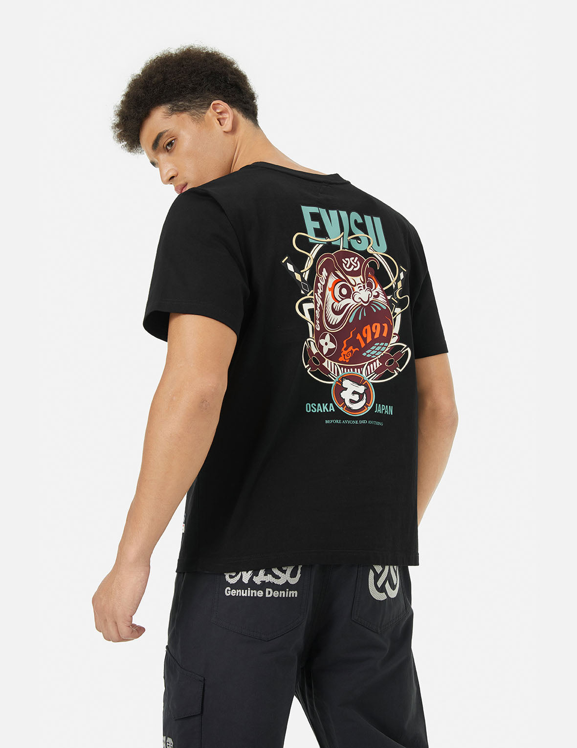 Ninja Daruma and Logo Prints Regular Fit T-shirt