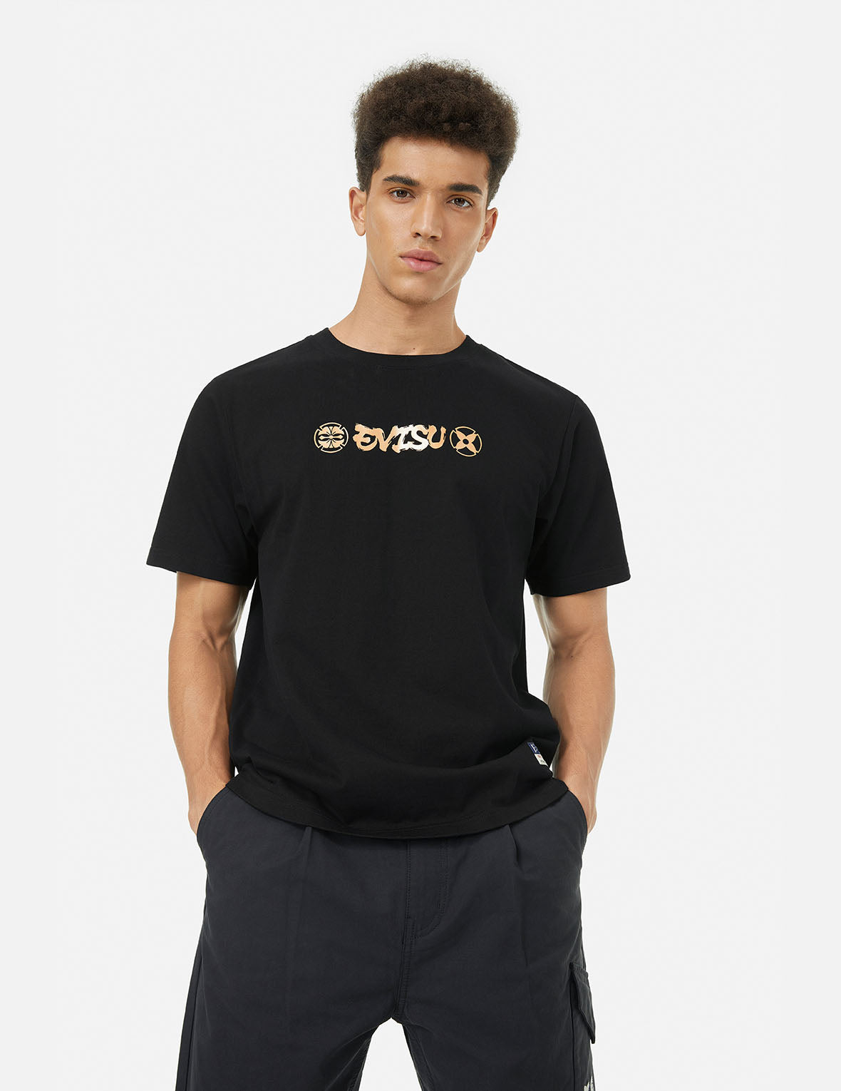 Ninja Daruma and Logo Prints Regular Fit T-shirt