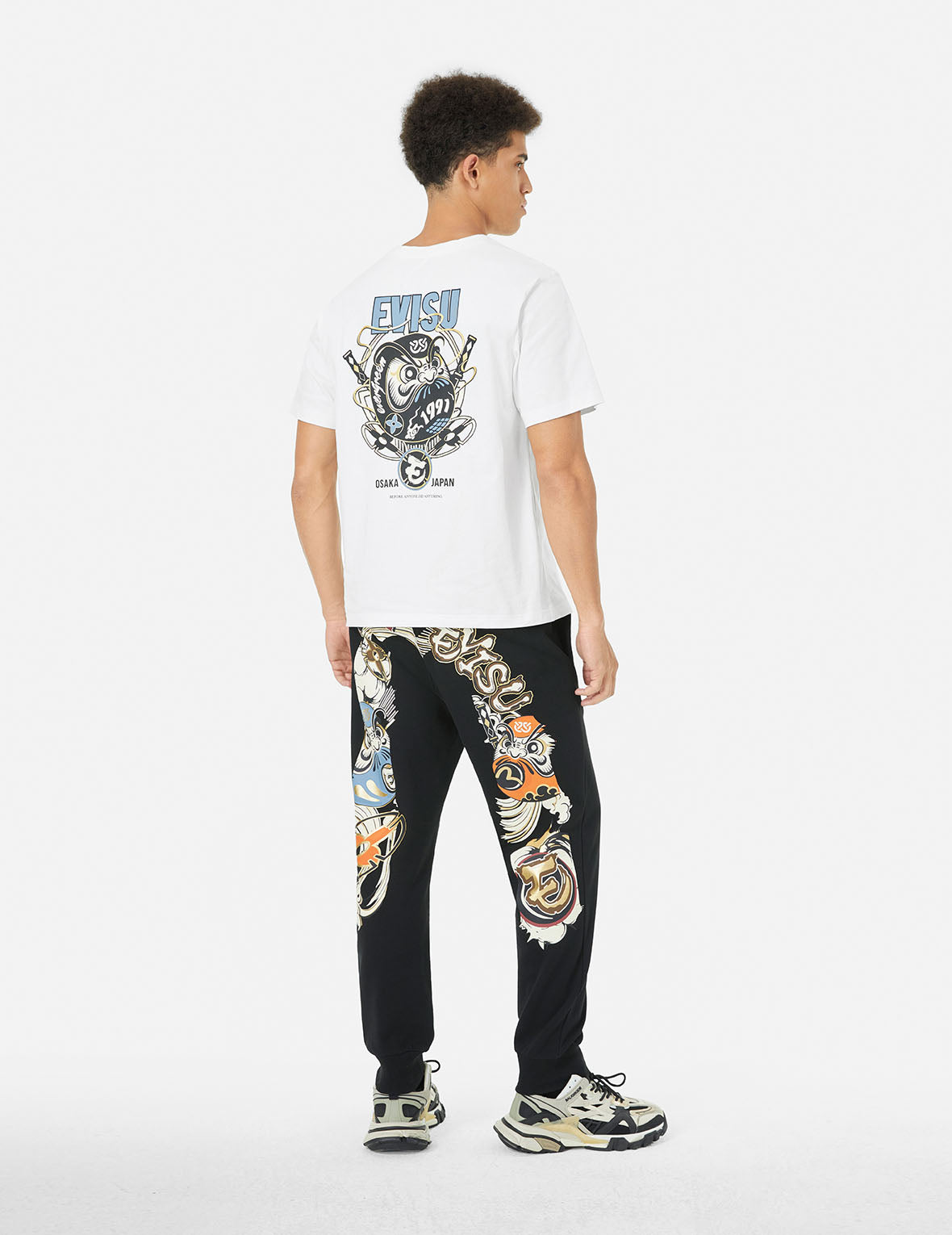 Ninja Daruma and Logo Prints Regular Fit T-shirt