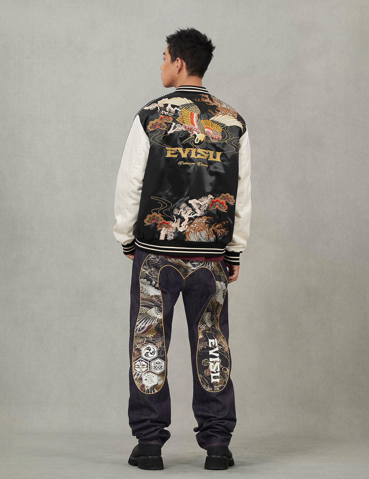 Crane Embroidery Regular Fit Souvenior Jacket