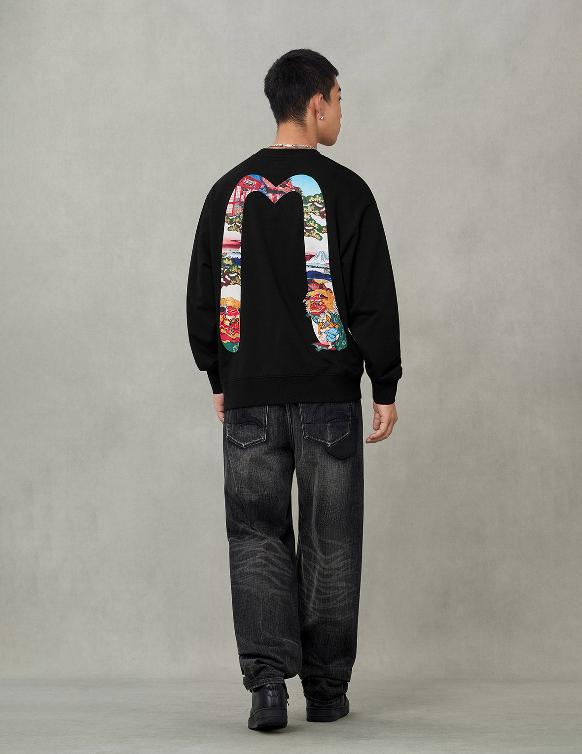 Godhead Lion Dance Daicock Print Loose Fit Sweatshirt