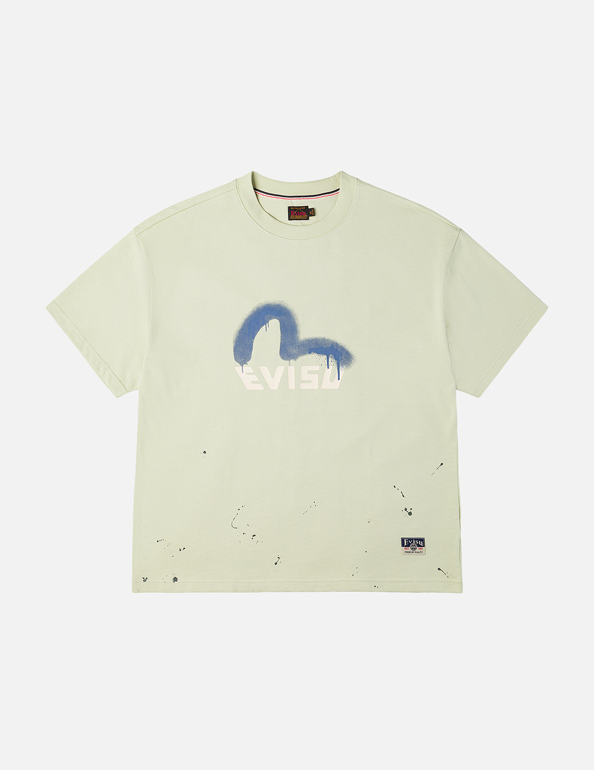 Graffiti-Style Seagull and Logo Print Relax Fit T-Shirt