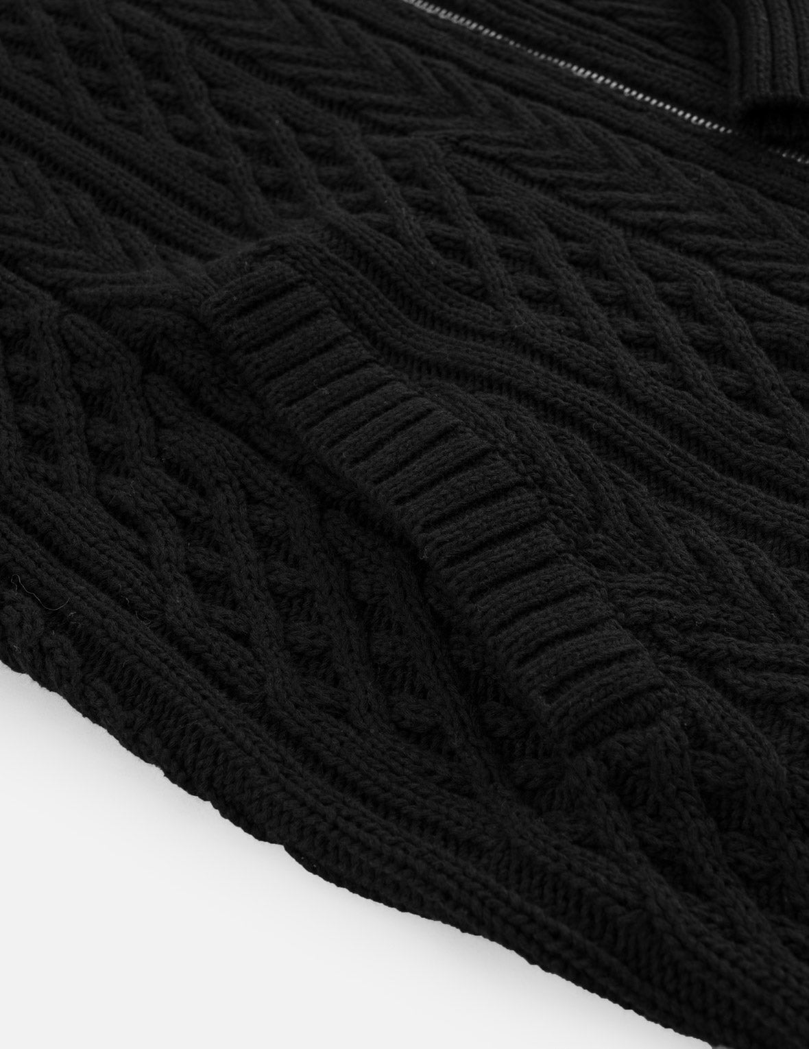 Evisu Logo Cable Knit Zip Hoodie Cardigan