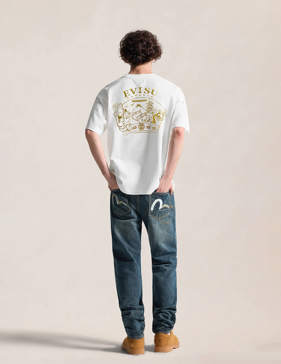 Asymmetric Seagull Embroidered Pocket Selvedge Jeans #2017