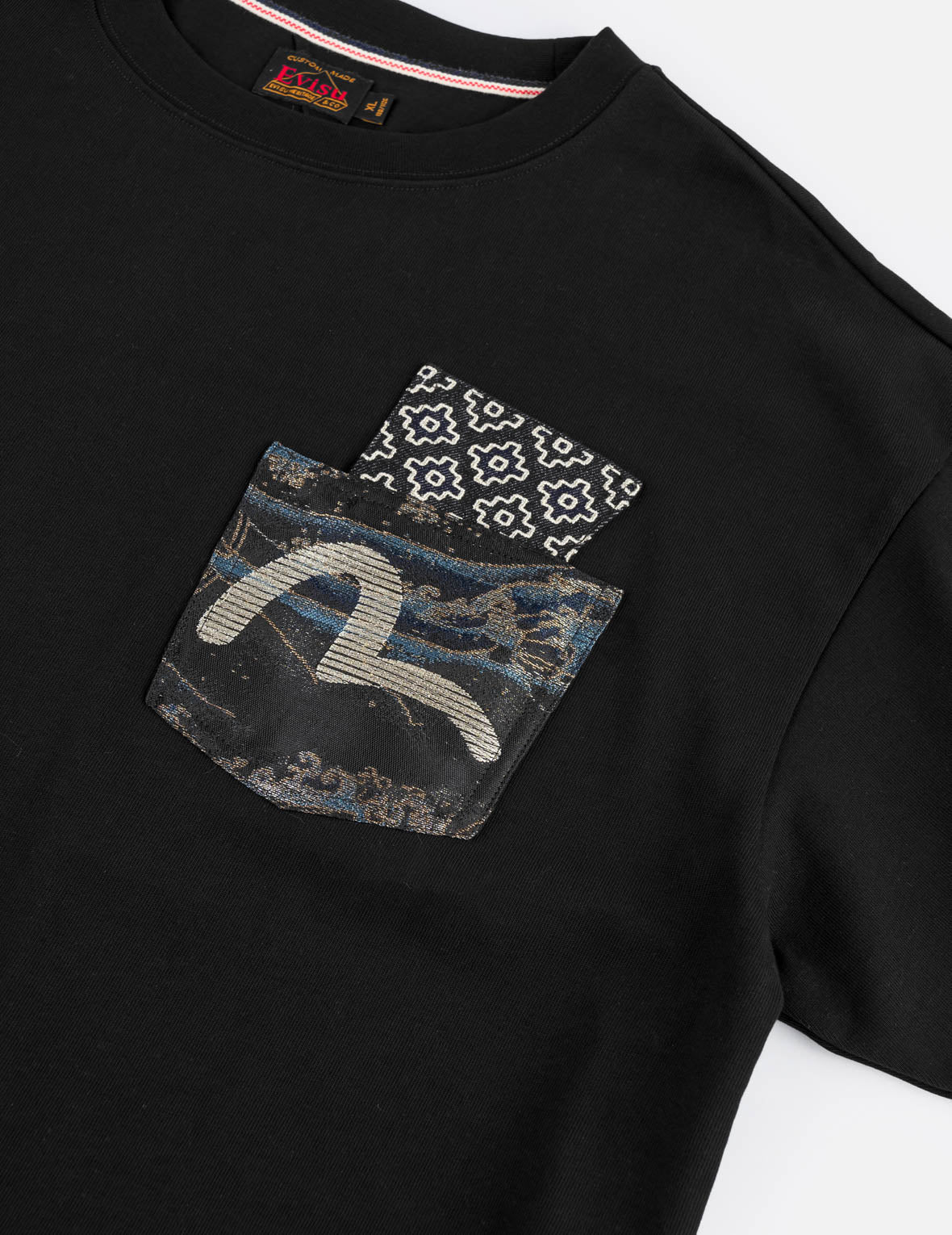 Double-Layer Brocade Pocket Tee