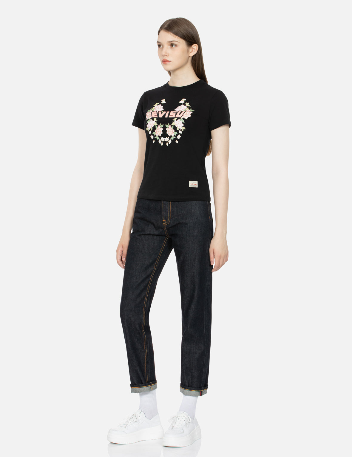 Floral-pattern and Logo Print Slim Fit T-shirt