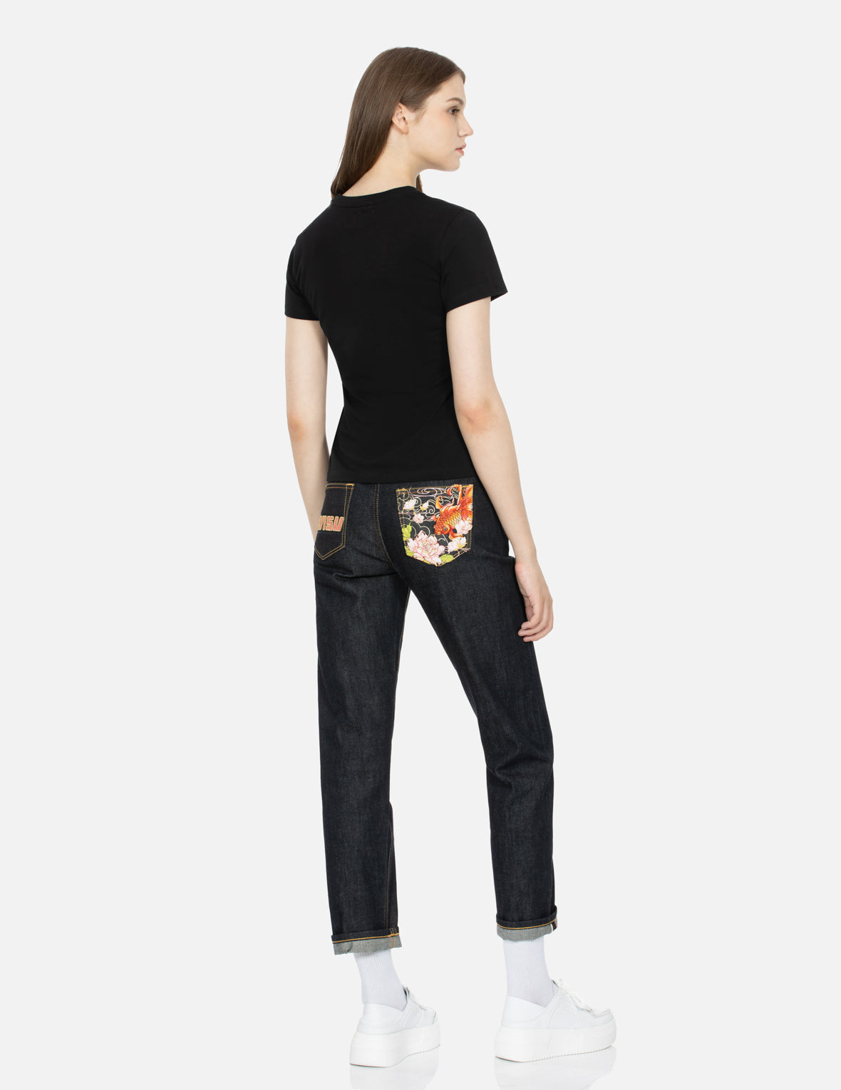 Floral-pattern and Logo Print Slim Fit T-shirt