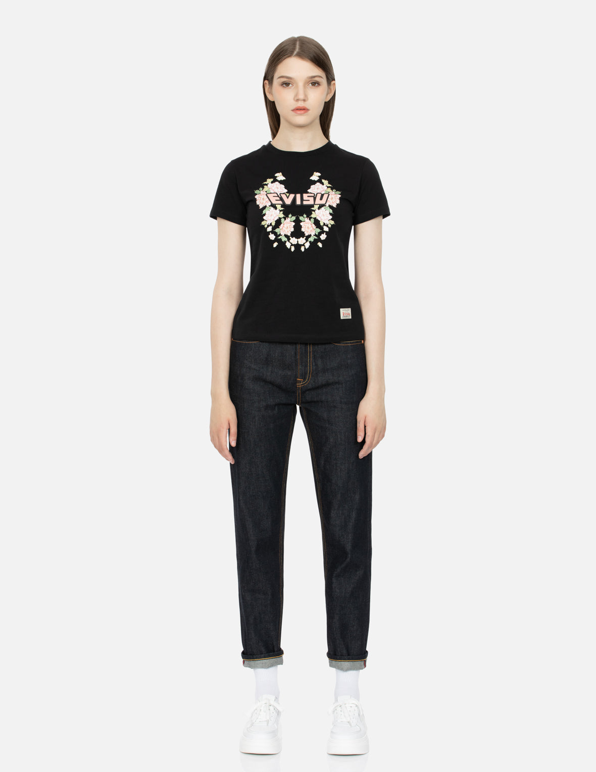 Floral-pattern and Logo Print Slim Fit T-shirt