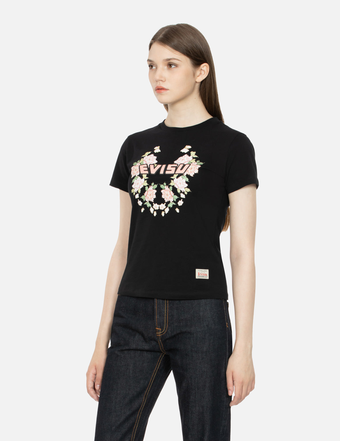 Floral-pattern and Logo Print Slim Fit T-shirt
