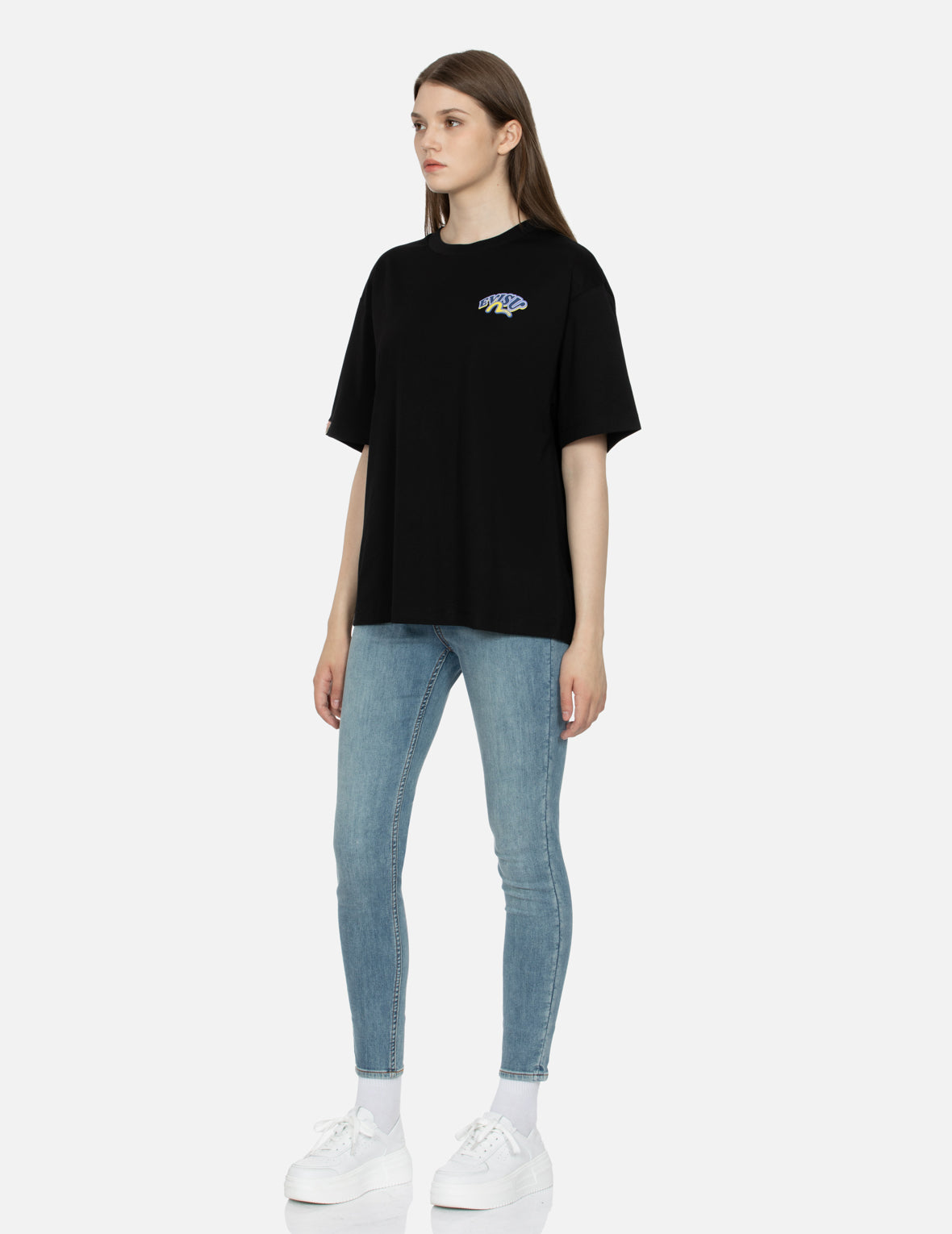 达磨与招财猫图案大M印花超宽版型T恤