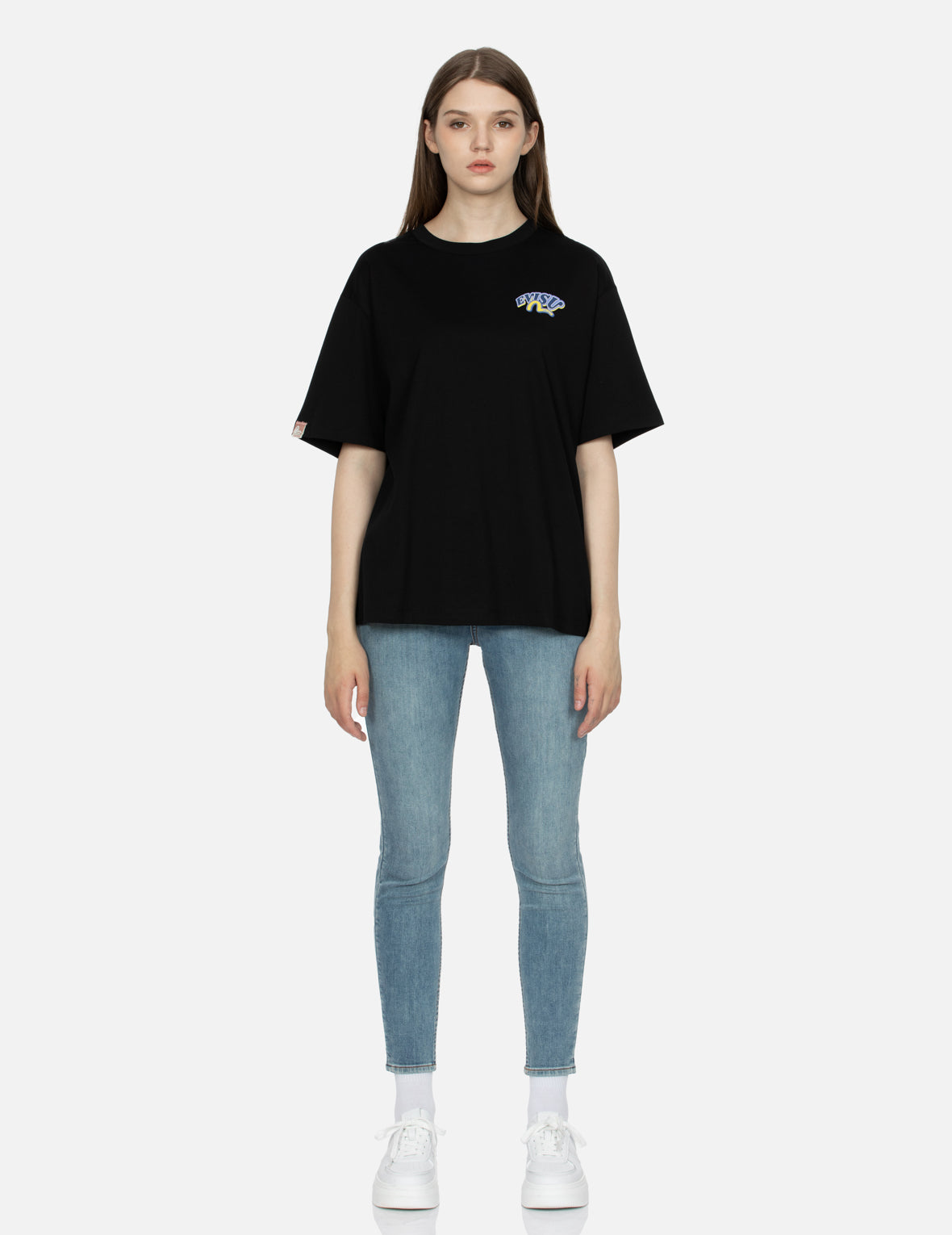 达磨与招财猫图案大M印花超宽版型T恤