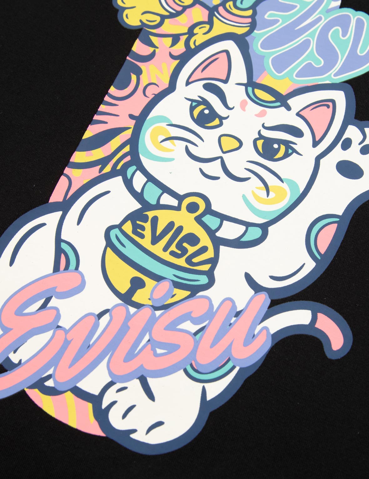 达磨与招财猫图案大M印花超宽版型T恤