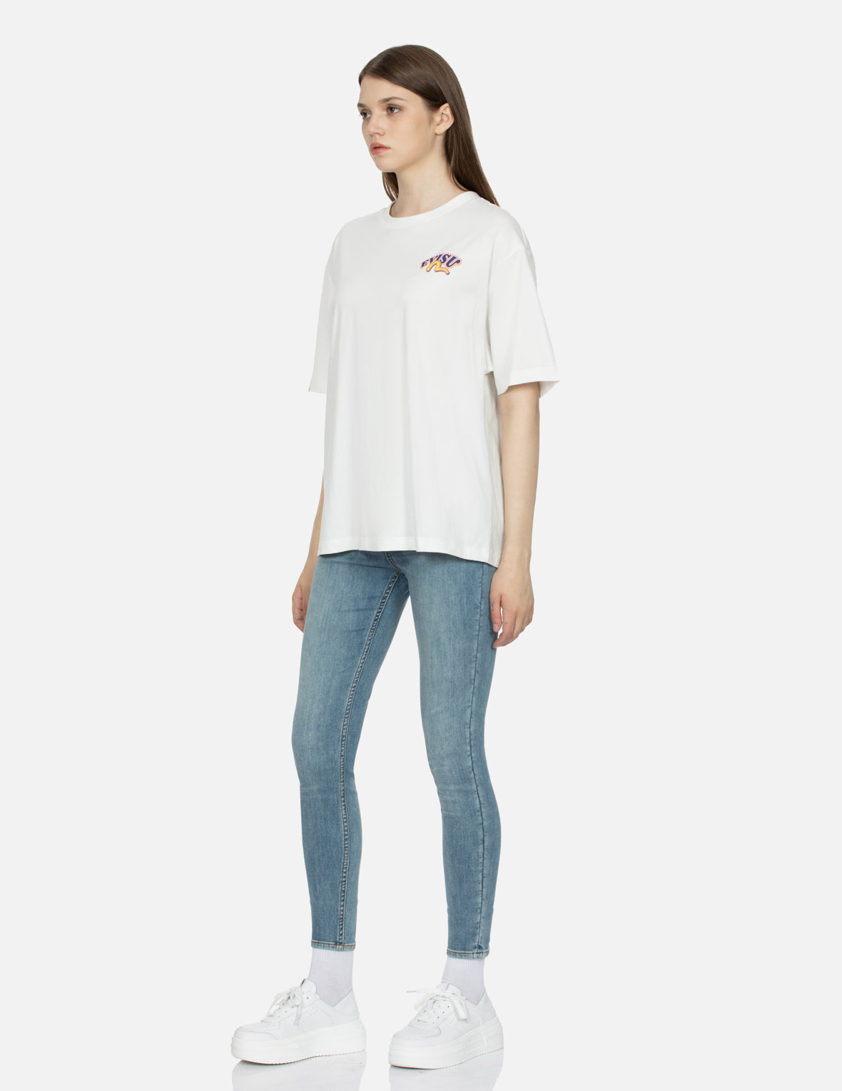 达磨与招财猫图案大M印花超宽版型T恤