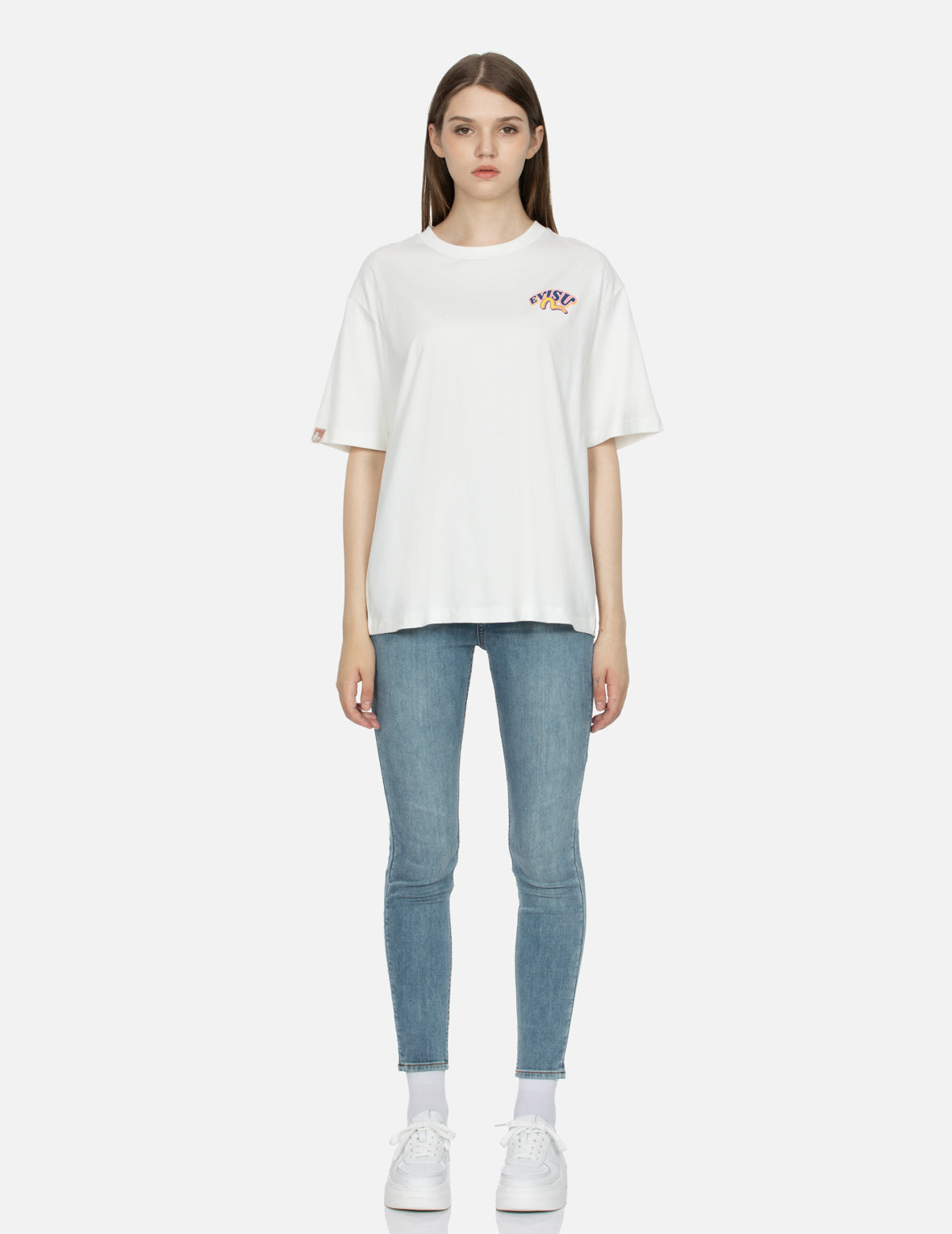 达磨与招财猫图案大M印花超宽版型T恤